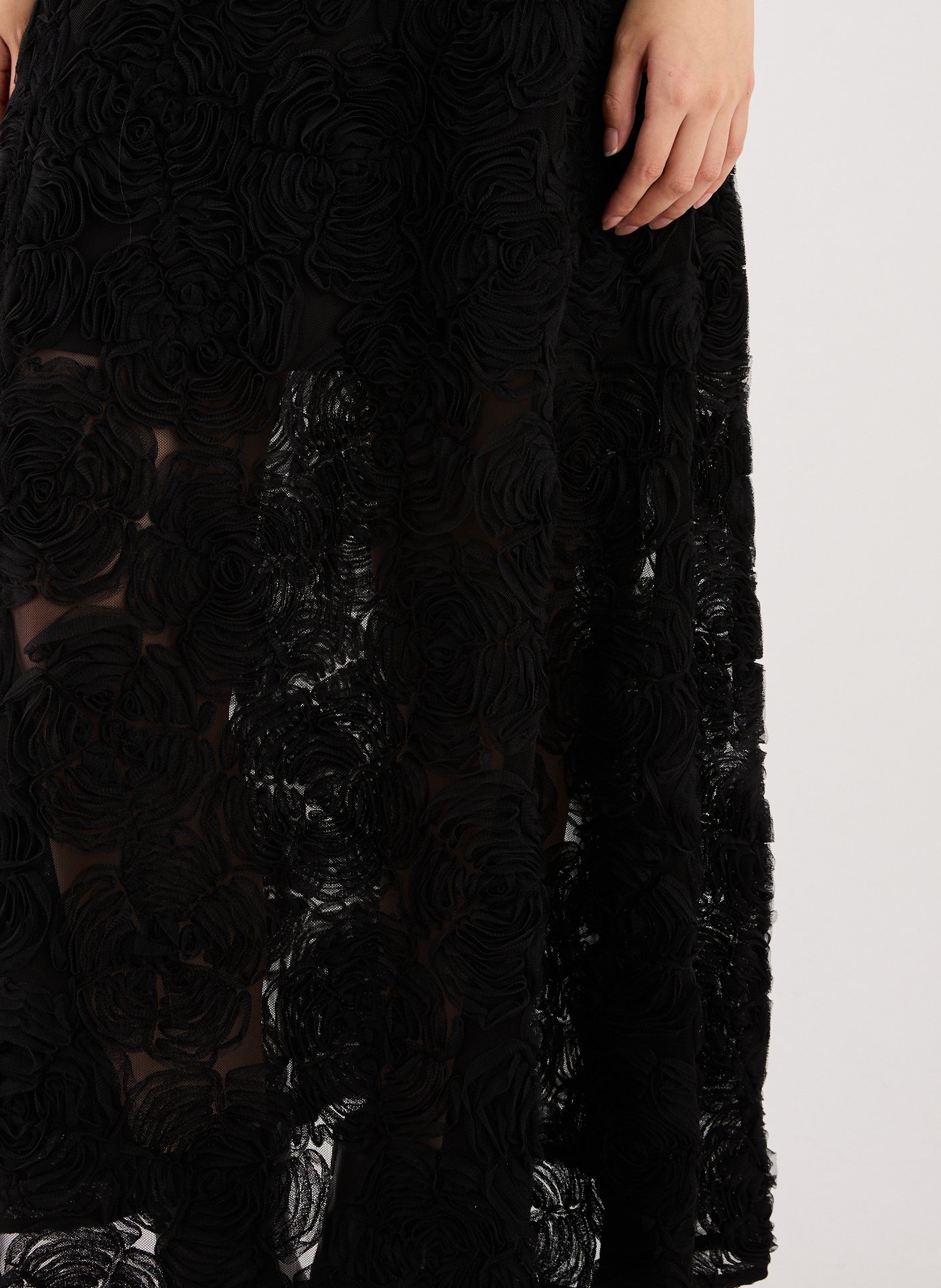 Robe longue fleurie ROTATE Noir