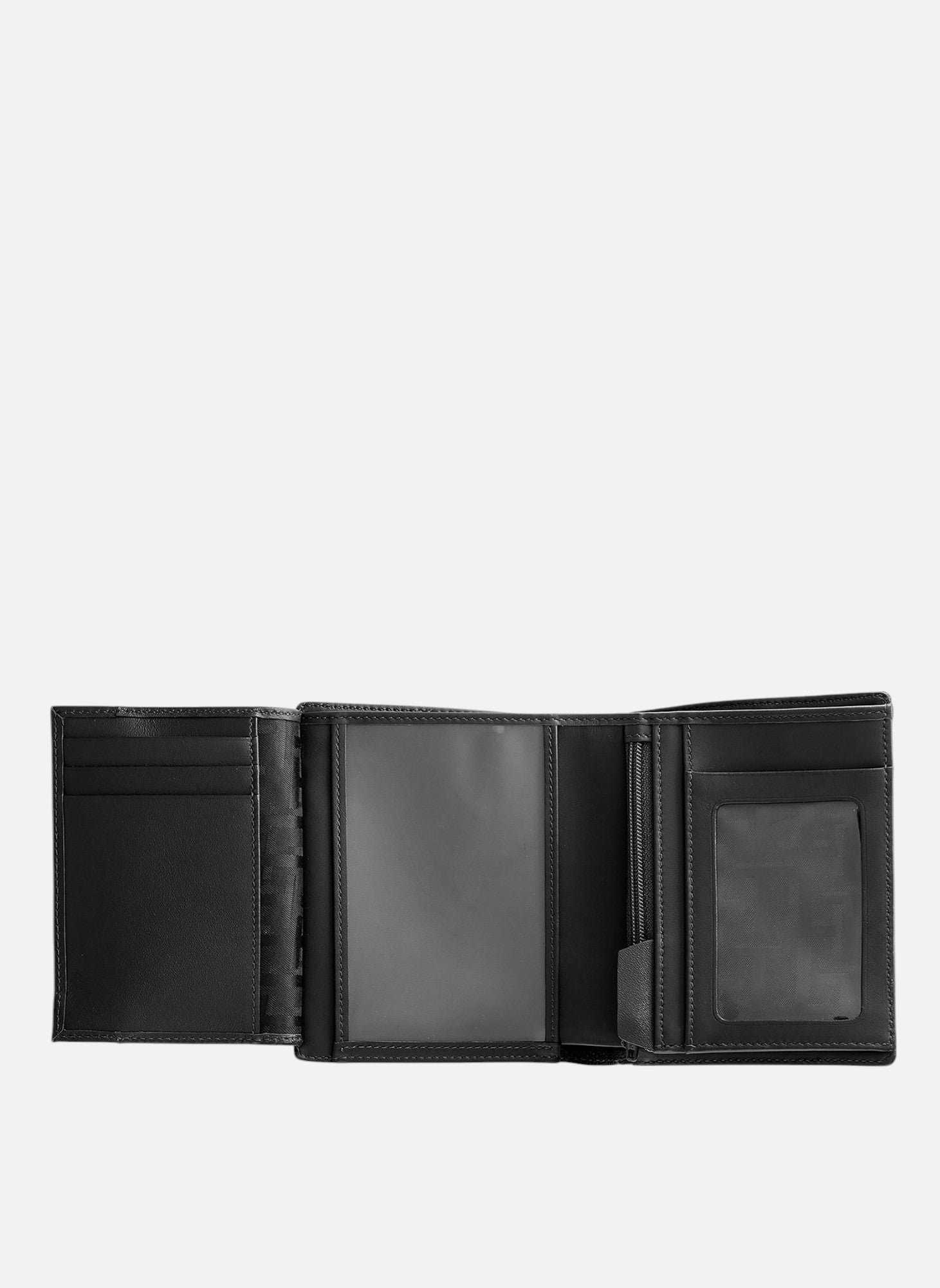 Portefeuille vertical zippé 2 volets emile en cuir signature t Noir