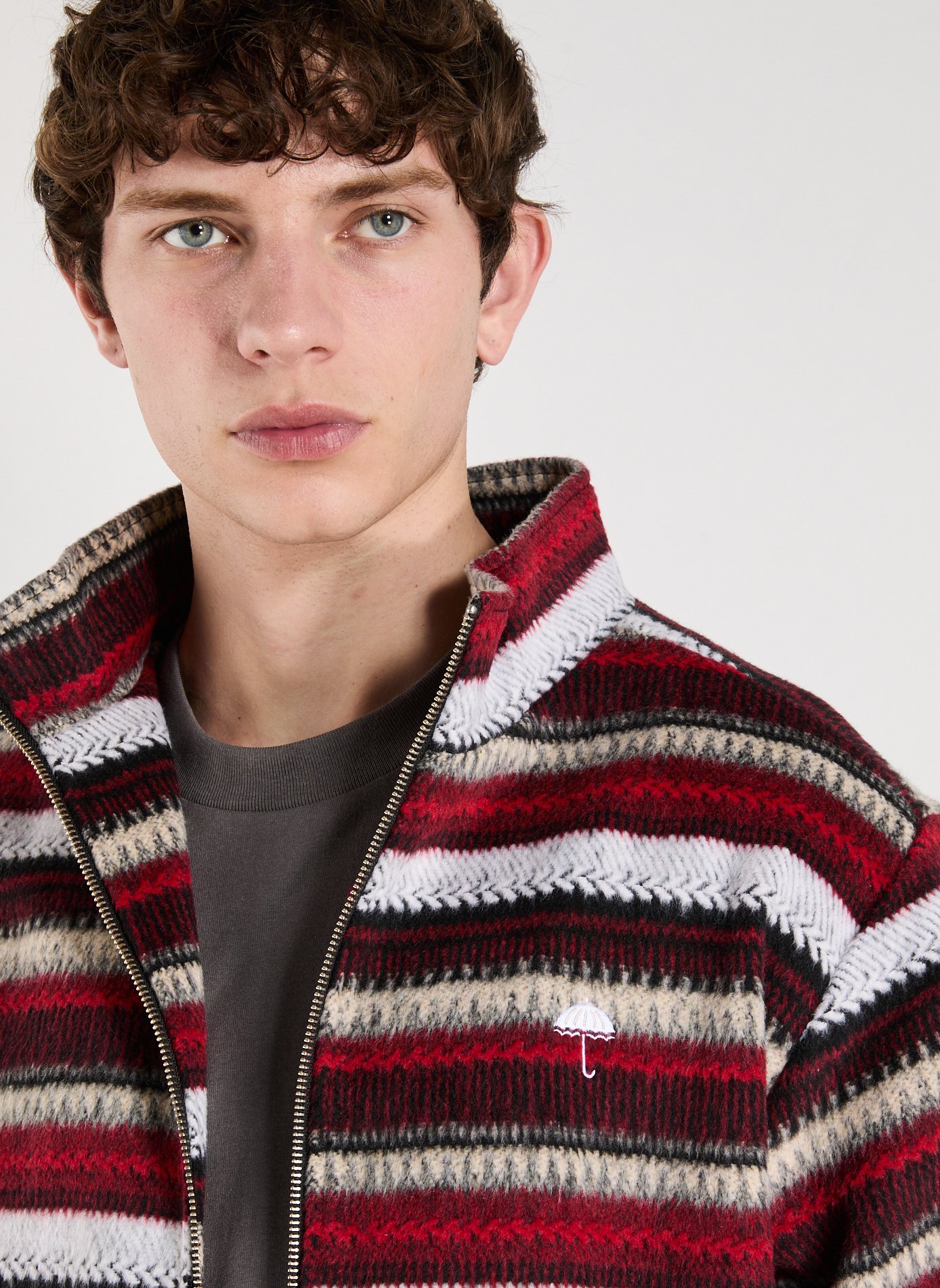 Striped high-neck jacket HELAS CAPS Red