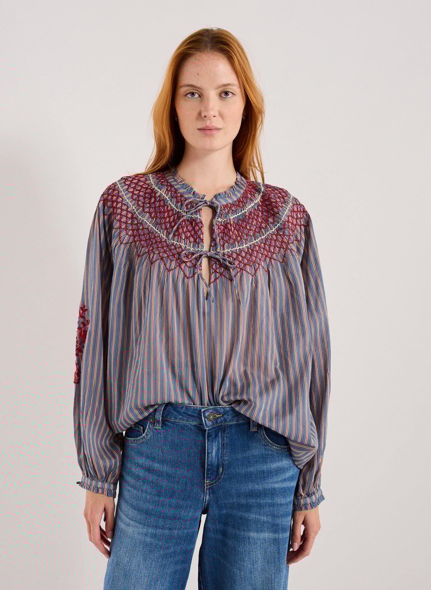 LOUISE MISHA Blouse ample brodée en coton Multicolore