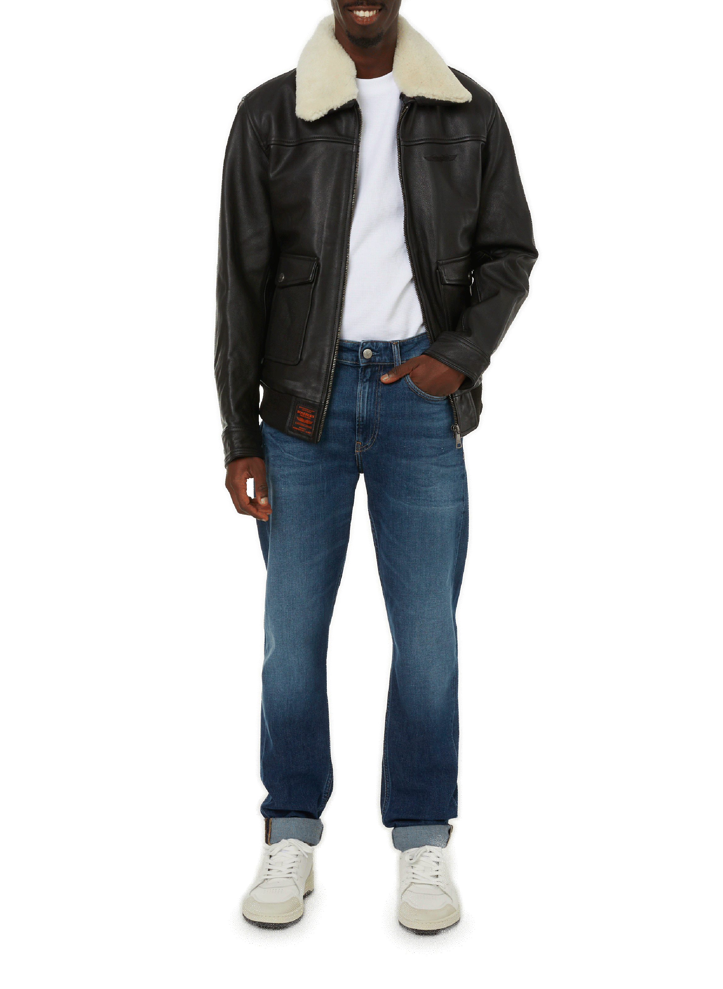 Veste en cuir BOMBERS ORIGINAL Noir