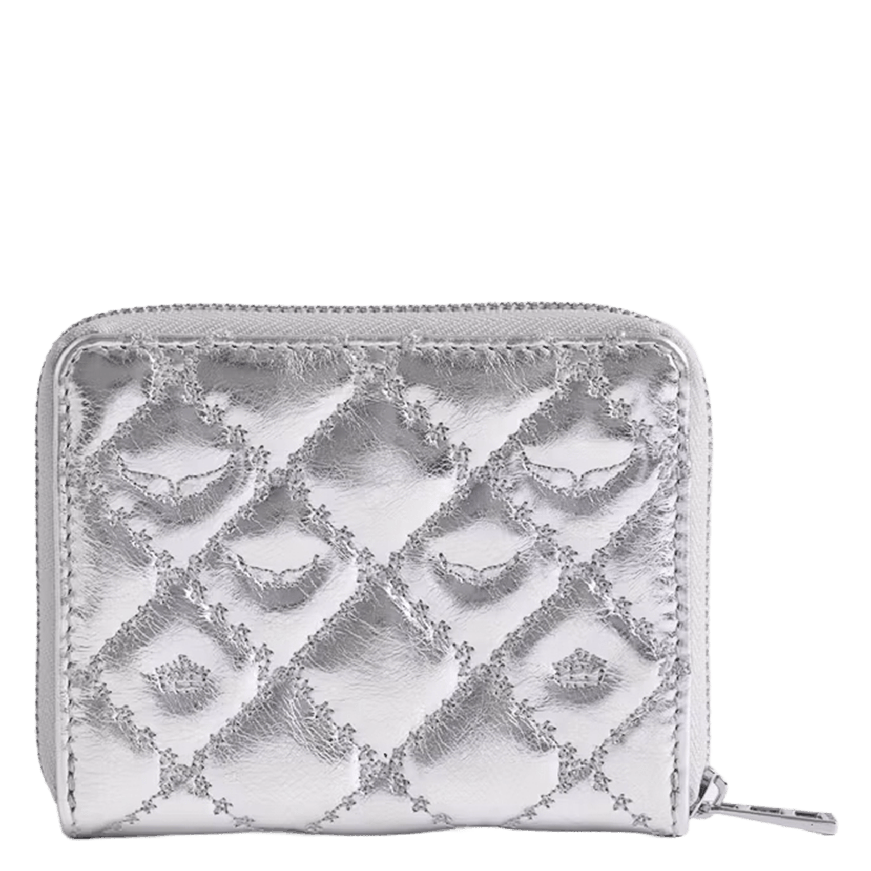 Porte-monnaie en cuir métallisé mini zv ZADIG&VOLTAIRE Gris