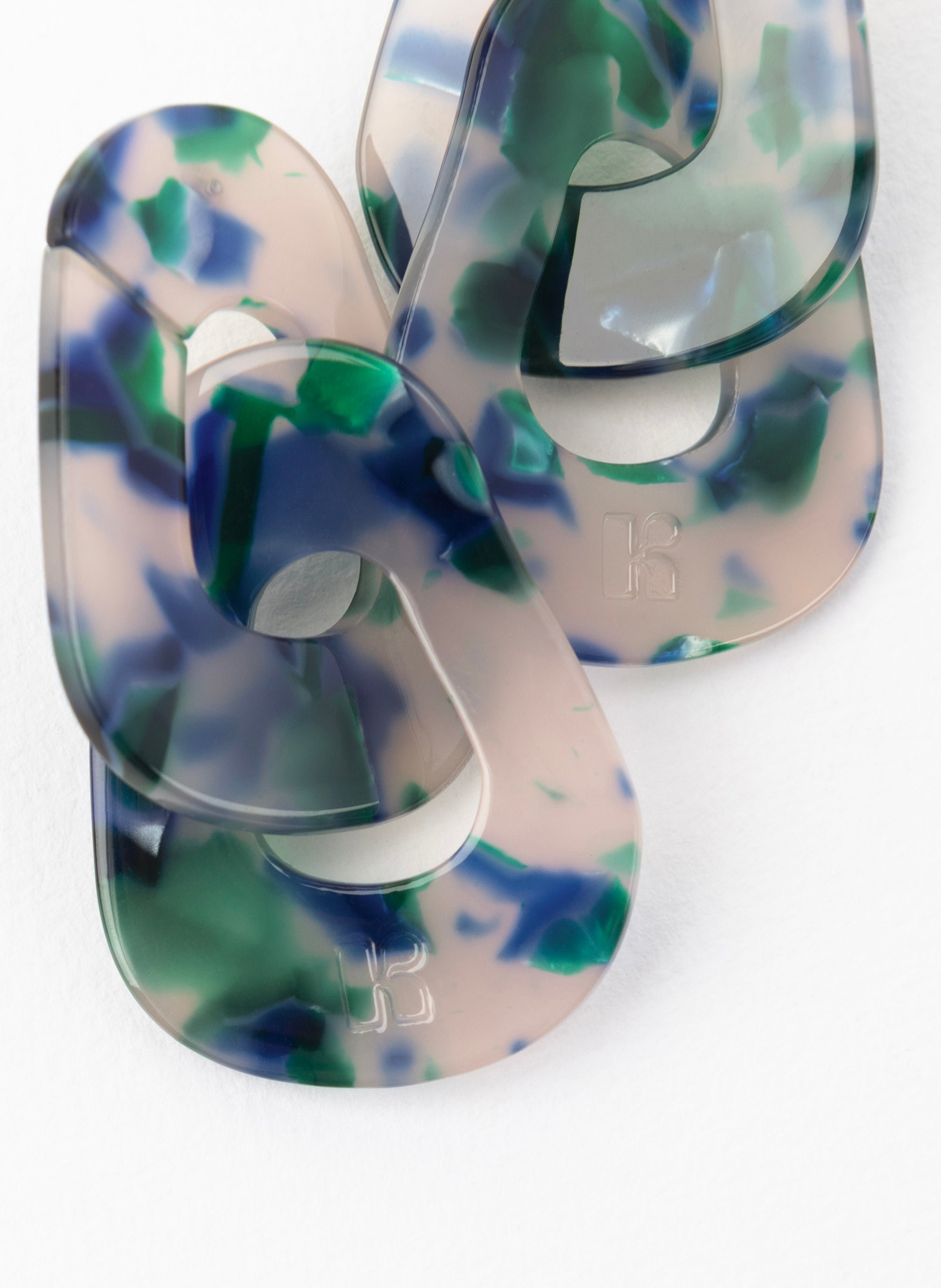 Boucles d'oreilles maillons en acétate de cellulose KURAGE GINZA Vert