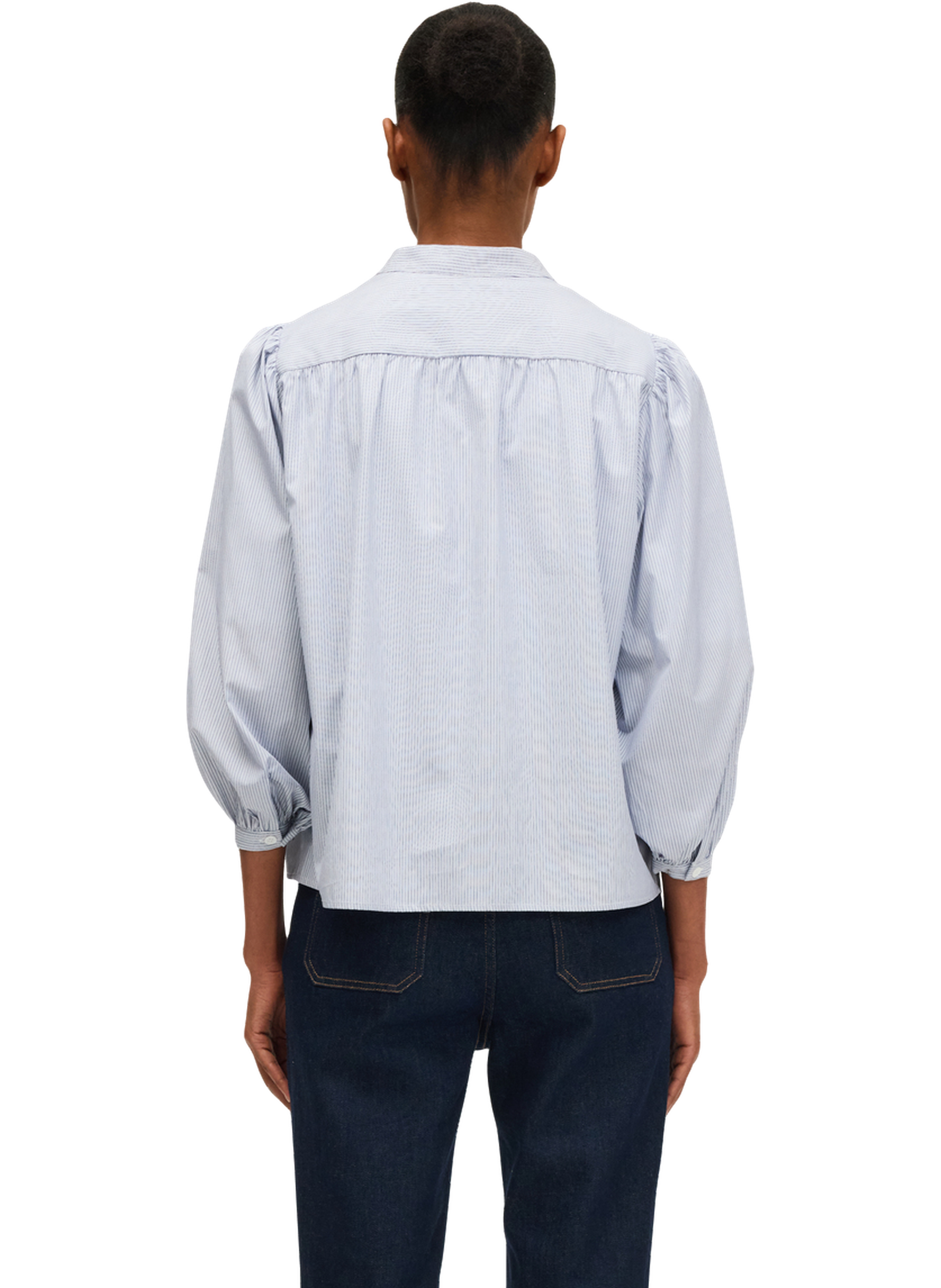 Chemise rayée à col officier - asia PABLO Blanc