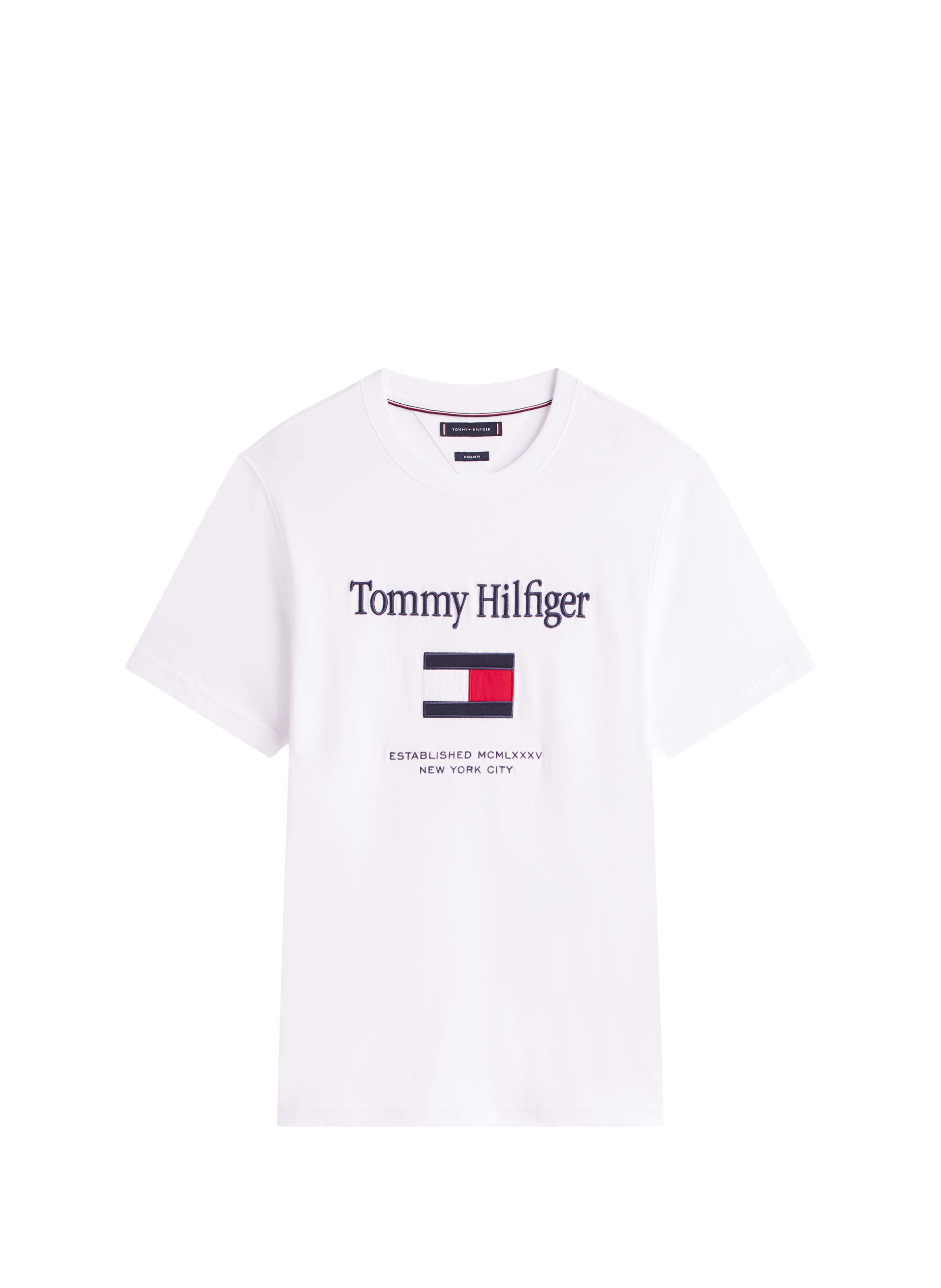 T-shirt manches courtes avec logo brodé TOMMY HILFIGER Blanc