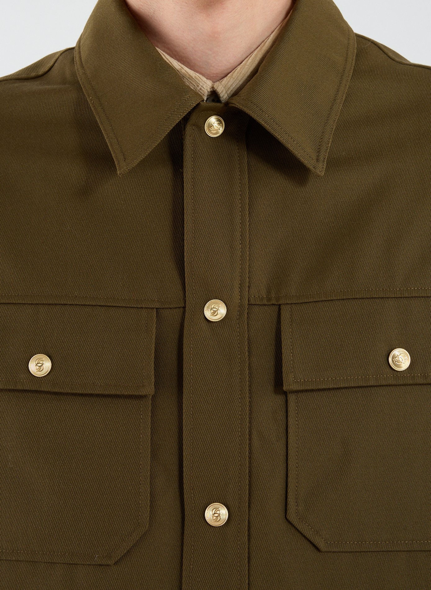 Straight classic collar overshirt DROLE DE MONSIEUR Khaki