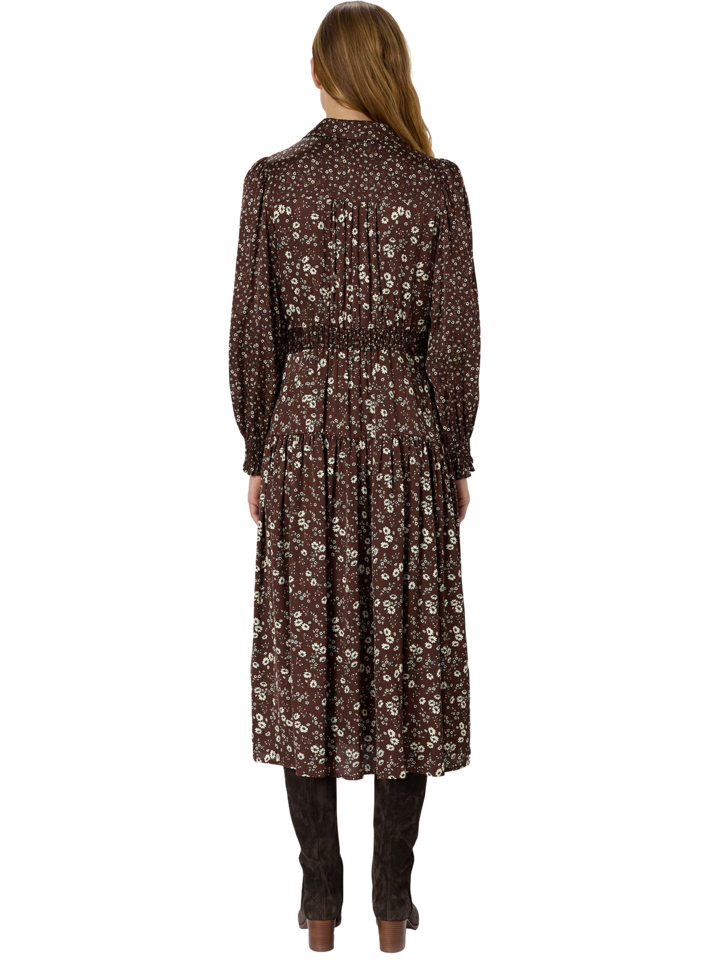 Robe chemise longue à fleurs - lolita GERARD DAREL Marron