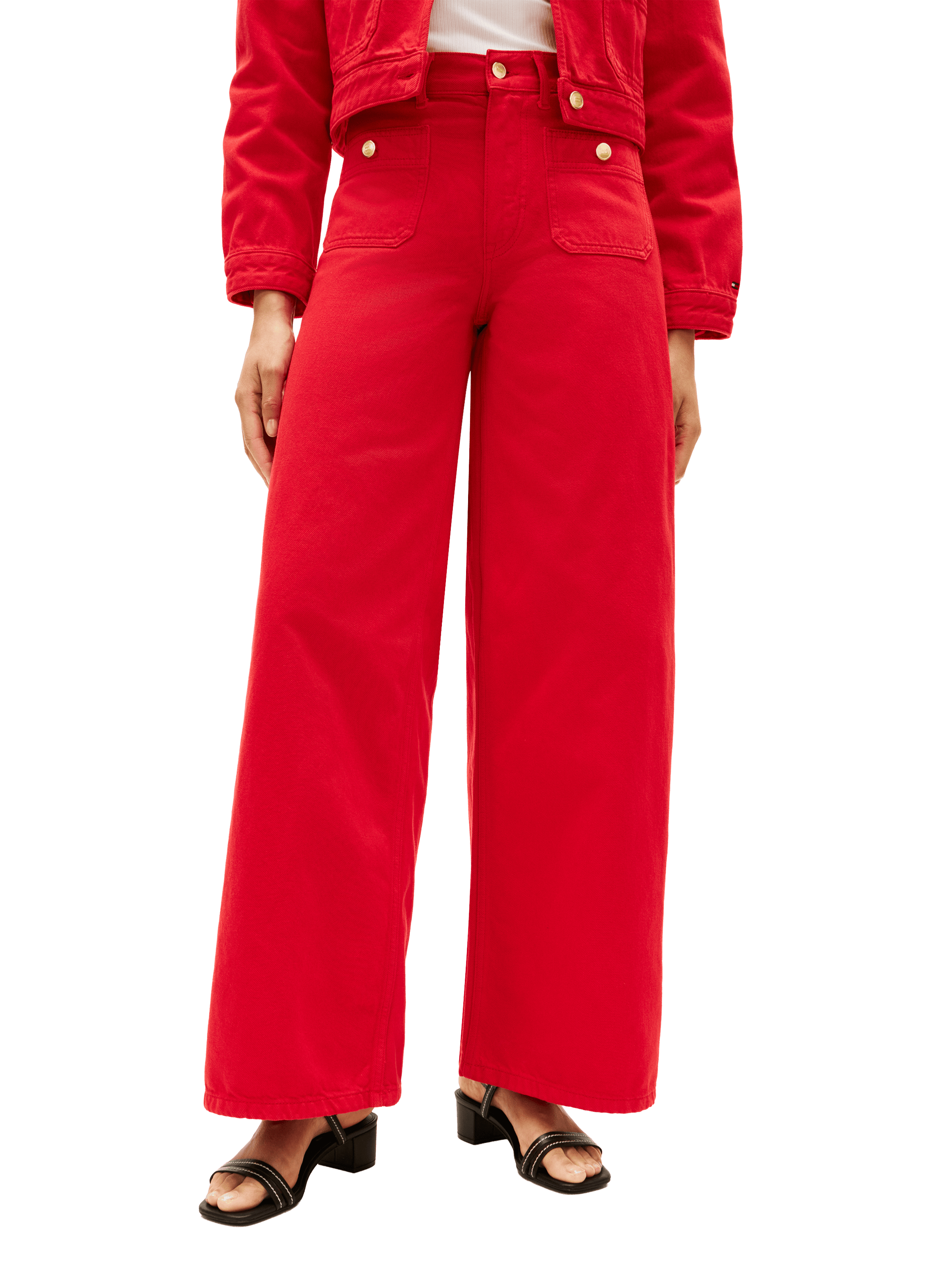 Wide cotton jeans TOMMY HILFIGER Red