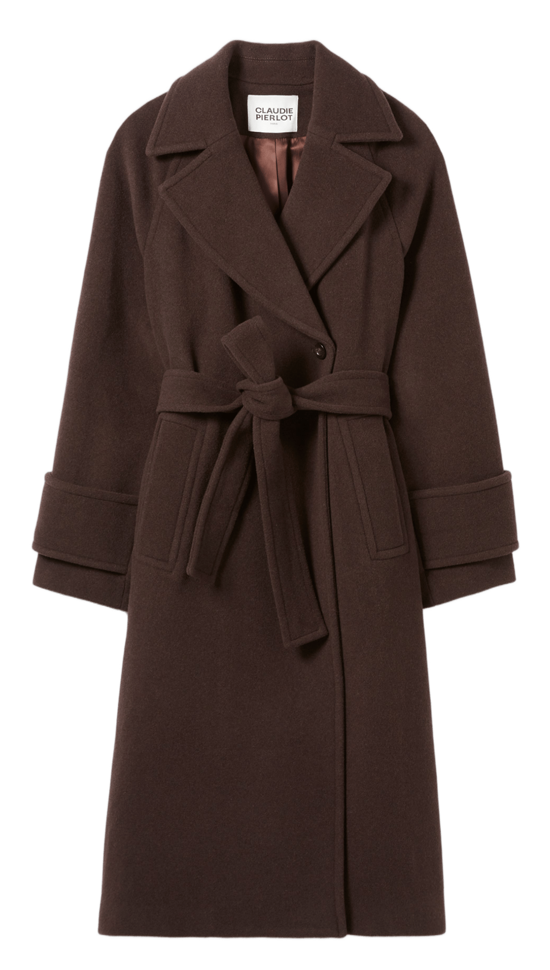 Manteau droit en laine mélangée gama CLAUDIE PIERLOT Marron