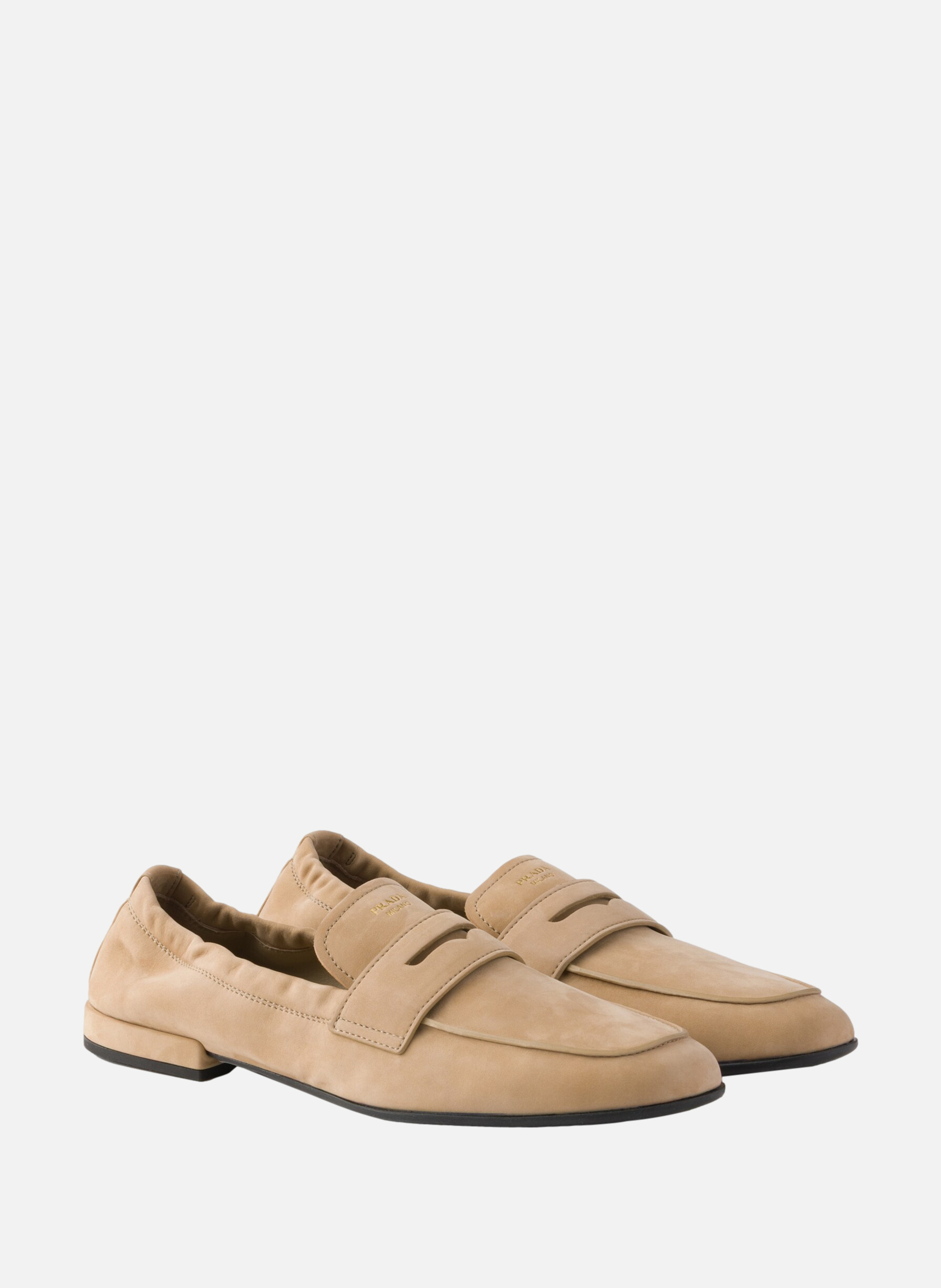 Mocassins en cuir nubuck shuffle PRADA Beige