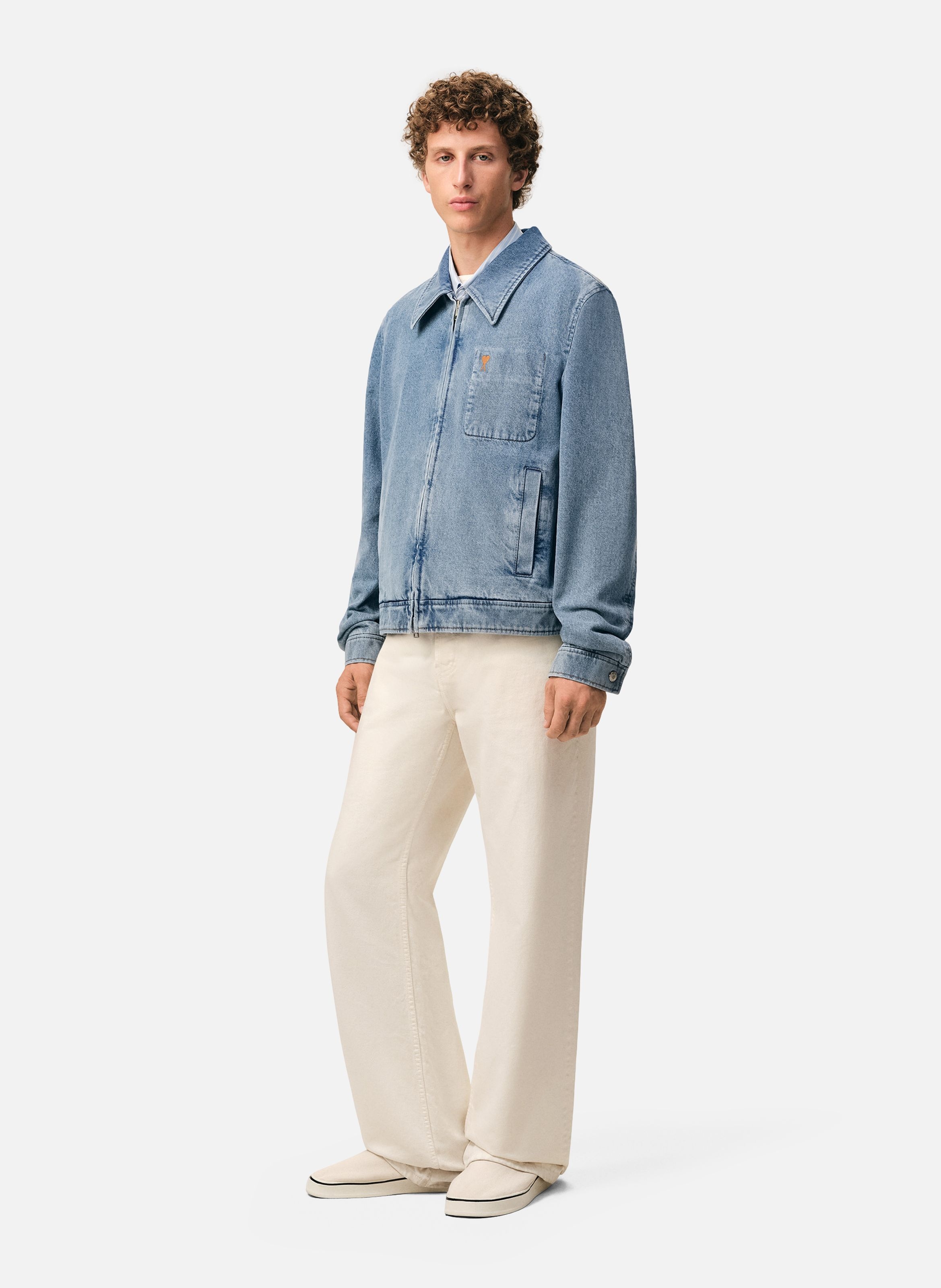 Blouson Zippé Ami De Coeur En Coton AMI PARIS Bleu