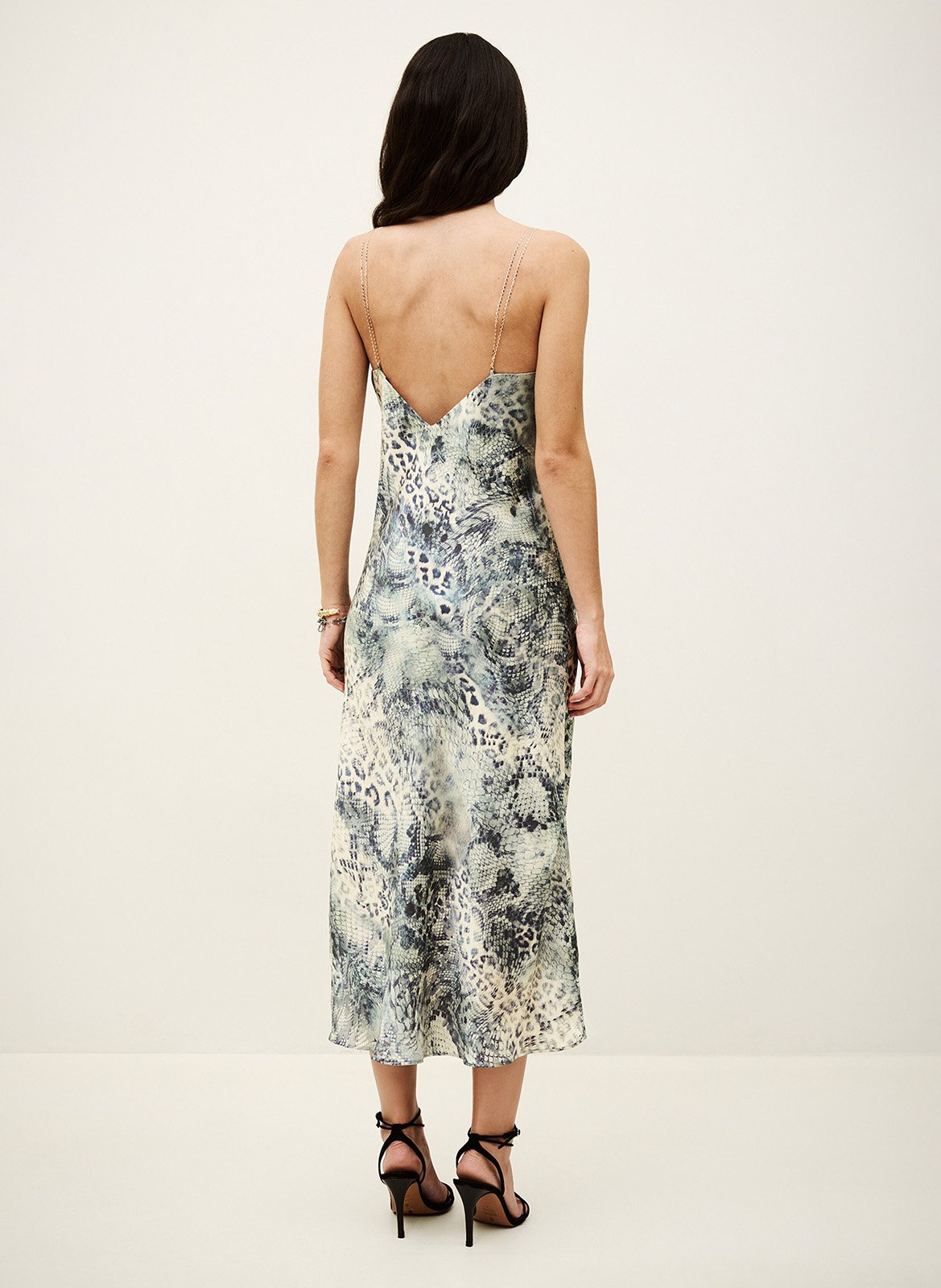 Robe longue col v imprimée catelina BA&SH Bleu