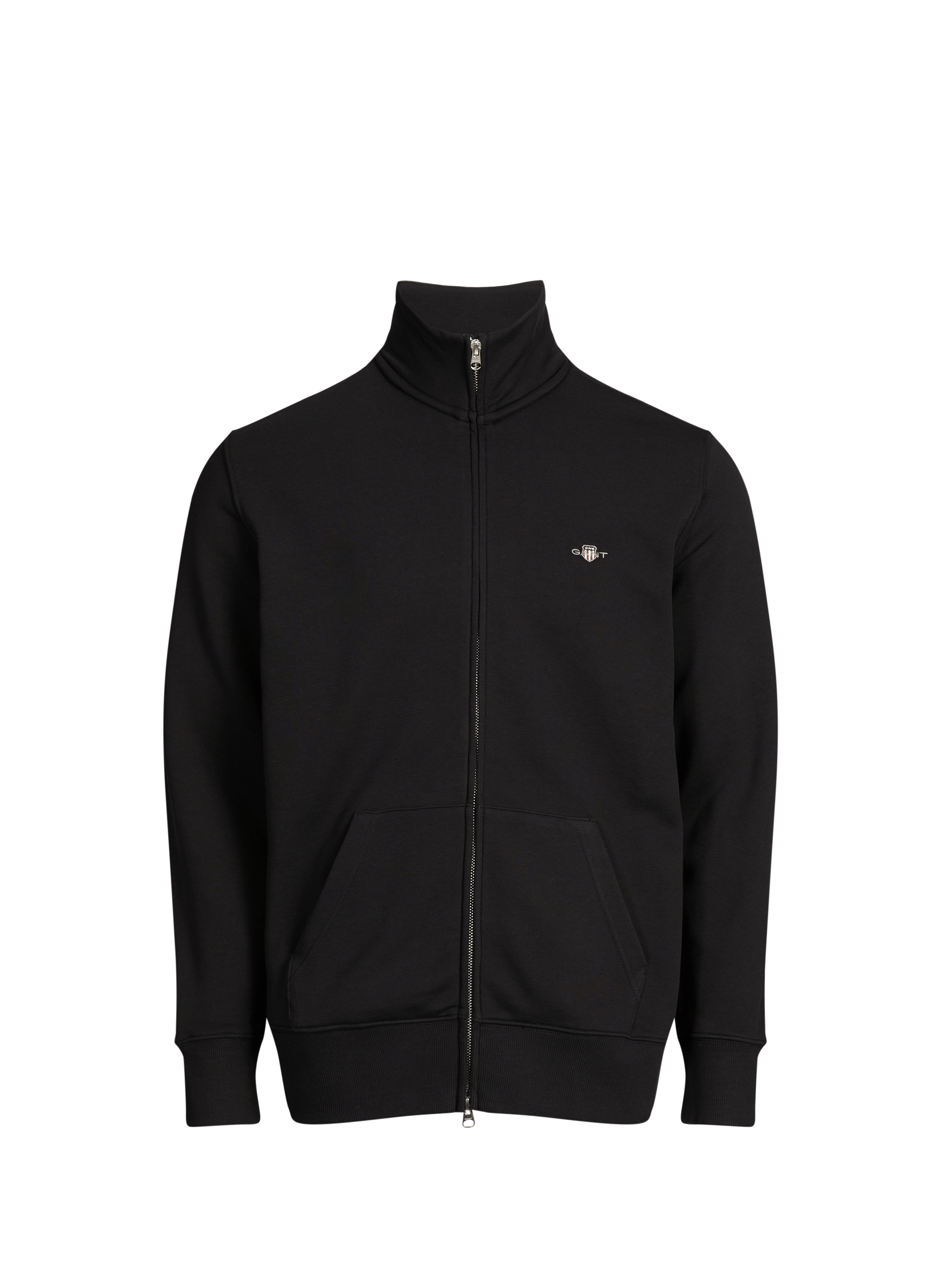 Hoodie zippé col montant en coton mélangé GANT Noir