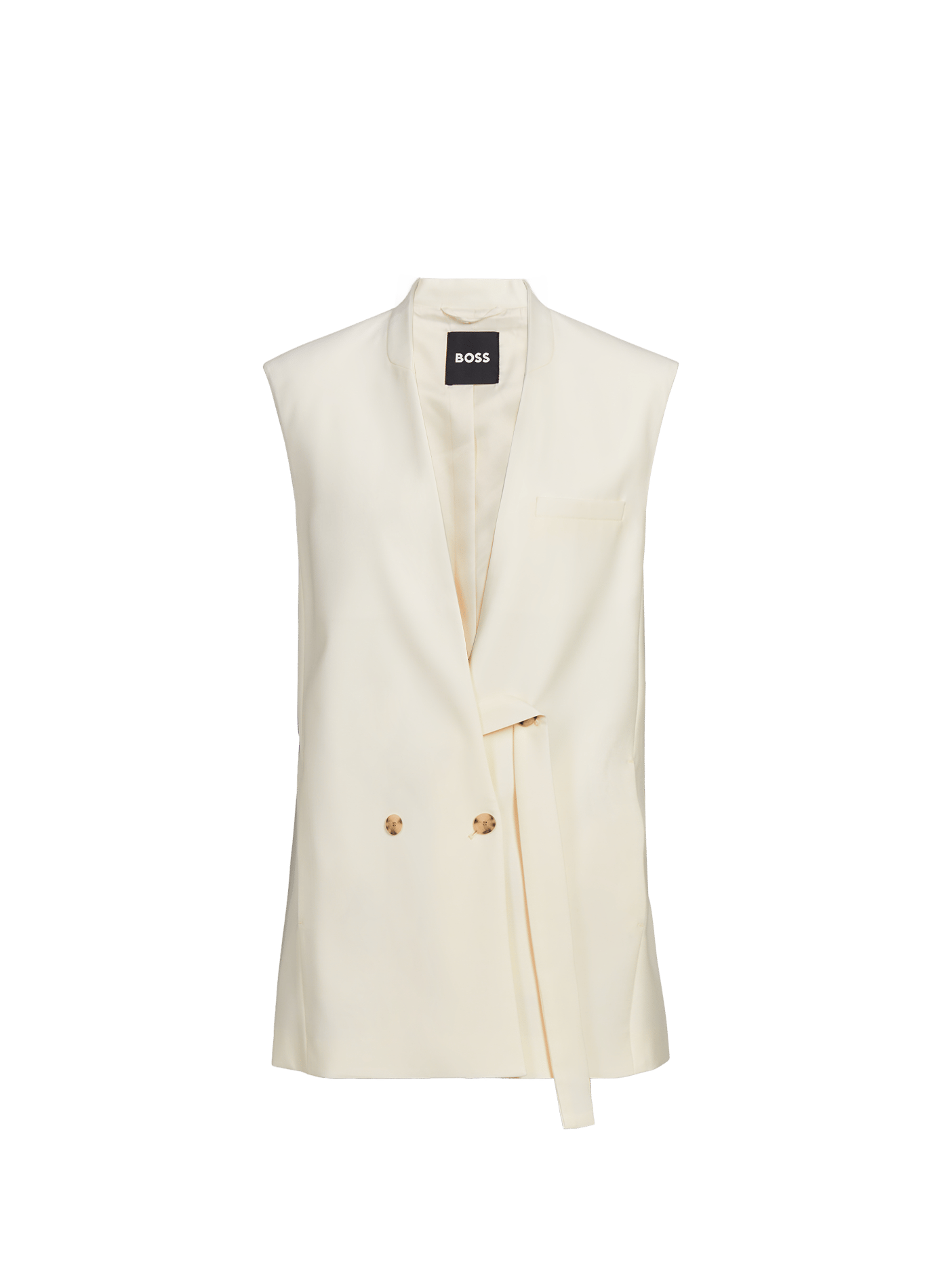 Blazer sans manches décontracté en laine mélangée BOSS Beige