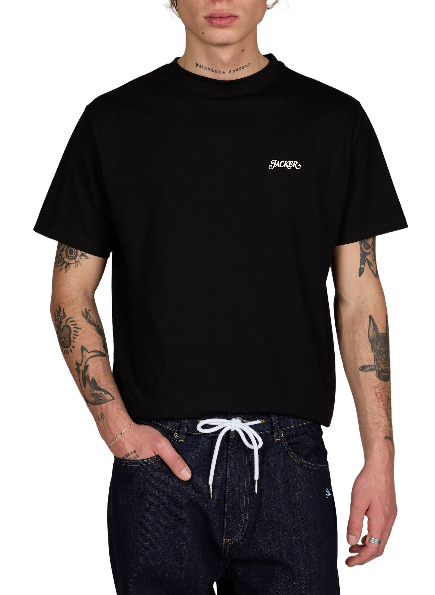 Cotton Logo T-shirt JACKER. Black