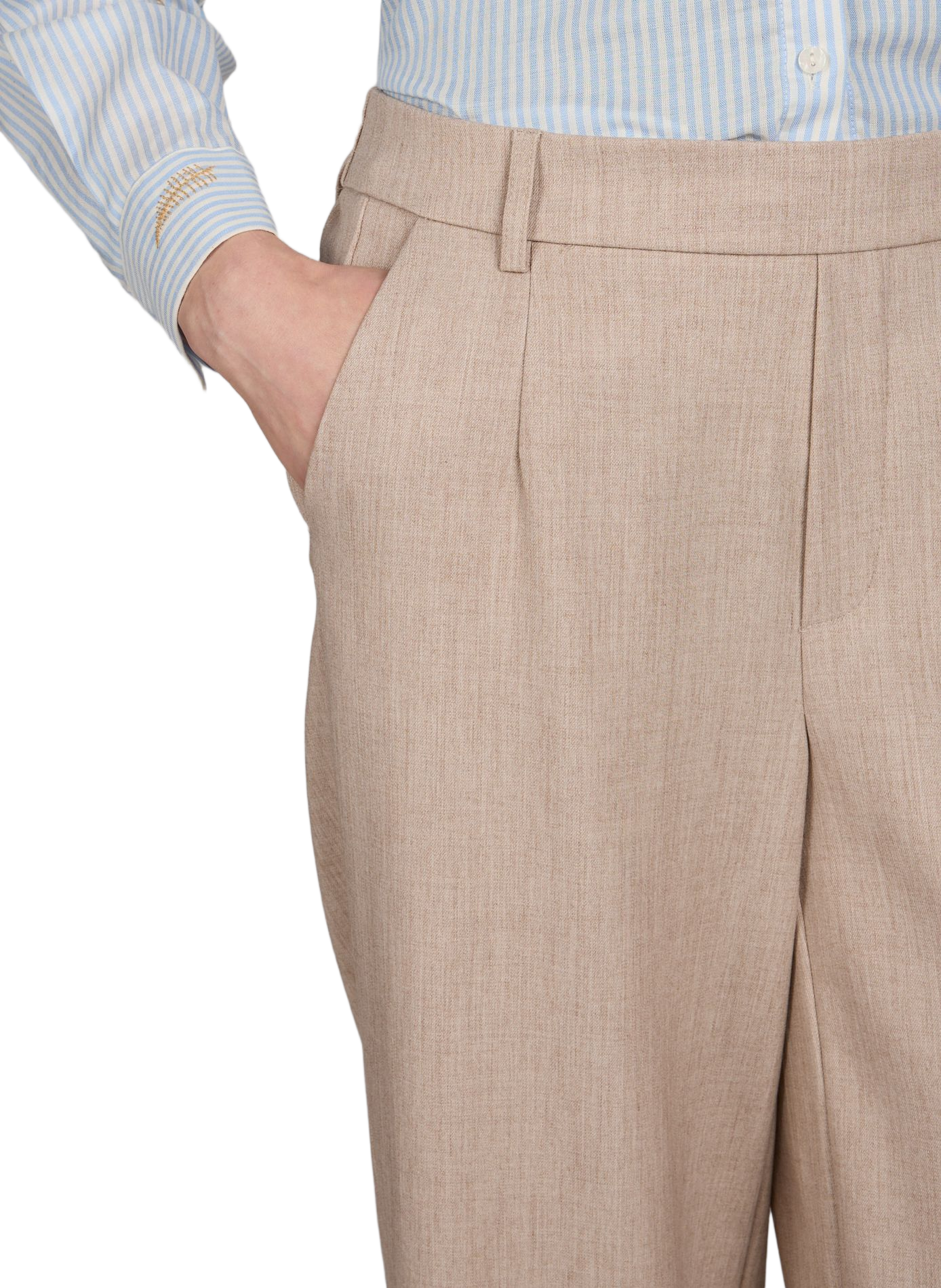 Pantalon taille haute Vivarone ample  VILA Beige