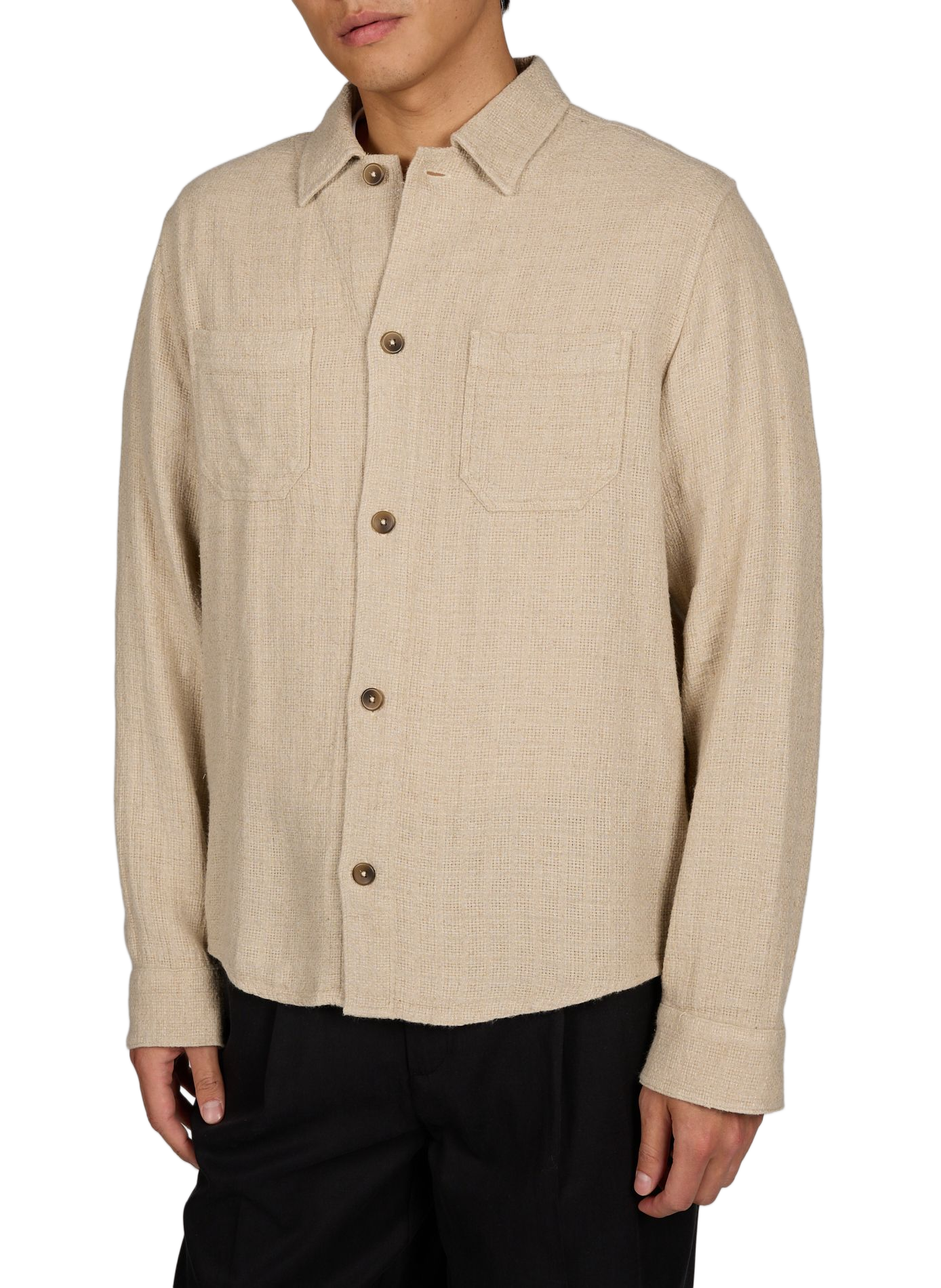 Chemise droite en coton mélangé LES DEUX Beige