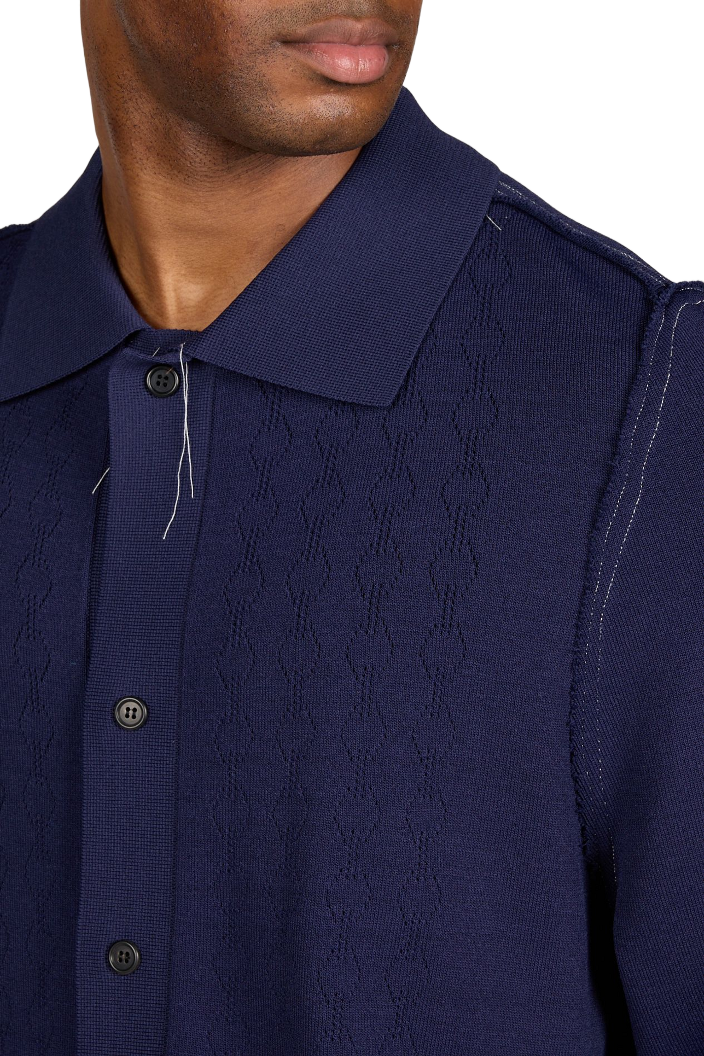 Cardigan droit en maille ajourée CAMIEL FORTGENS Bleu