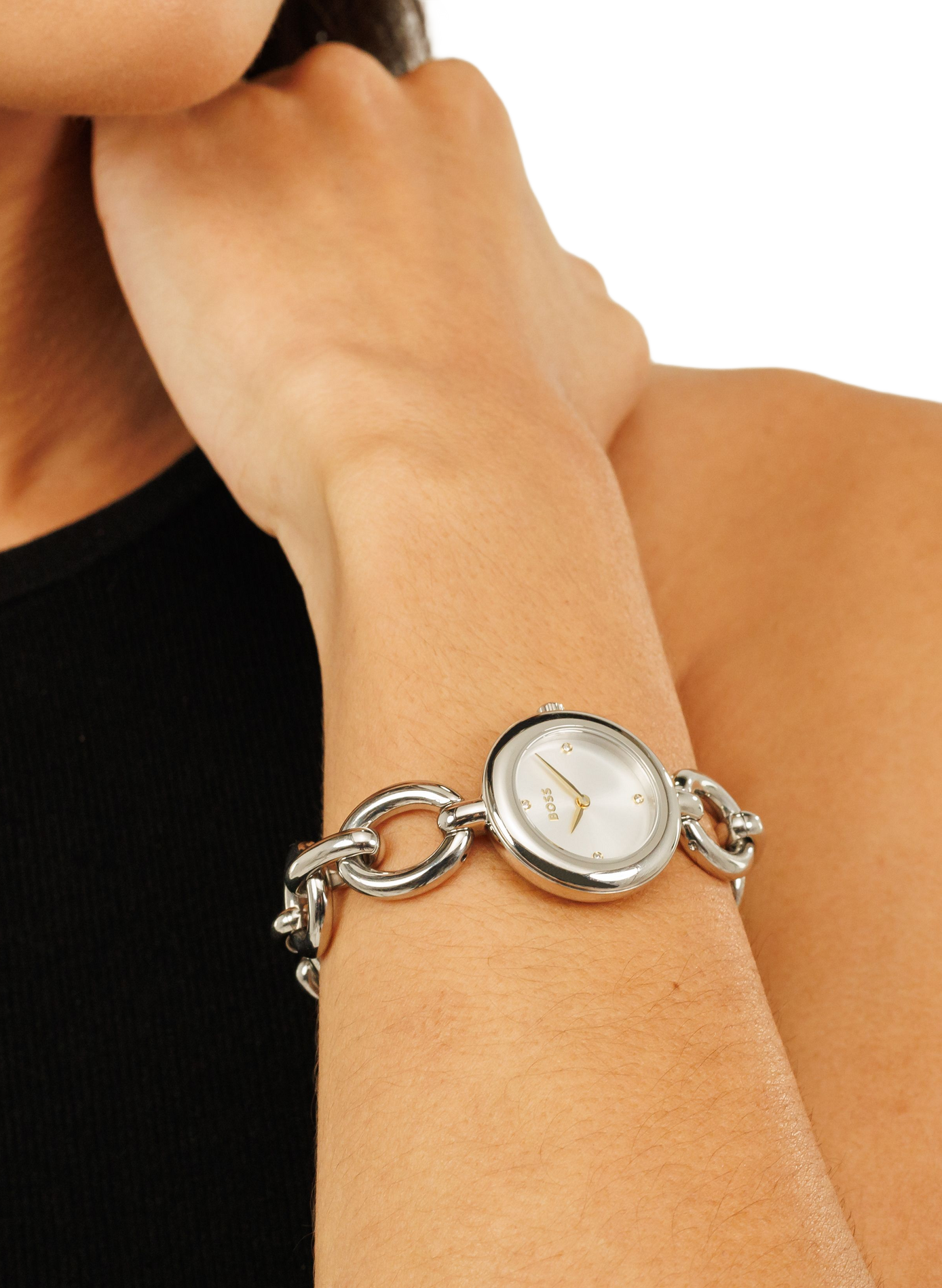 Montre quartz Live en acier inoxydable  BOSS MONTRES Blanc