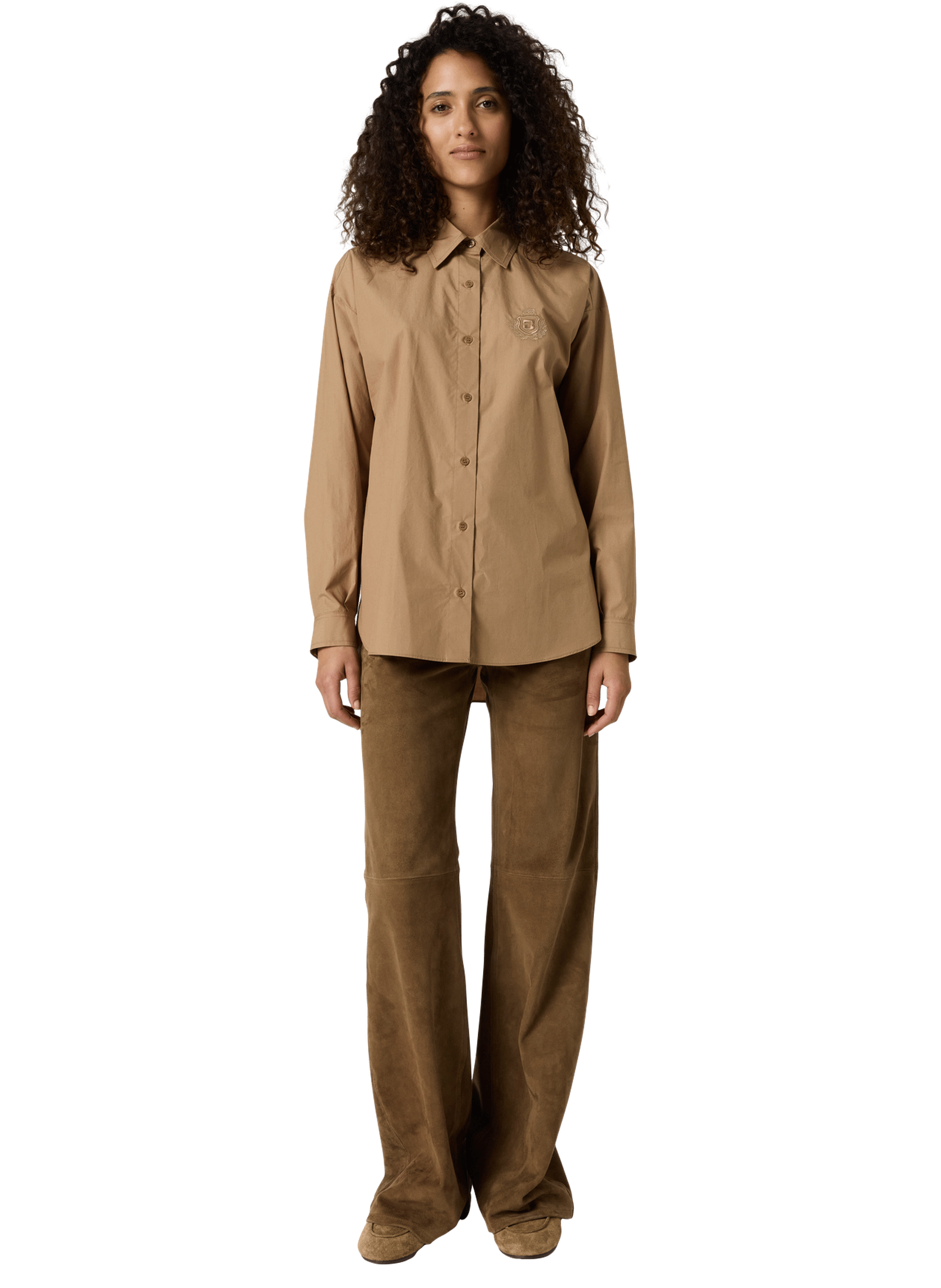 Chemise en popeline à blason - chrina GERARD DAREL Marron
