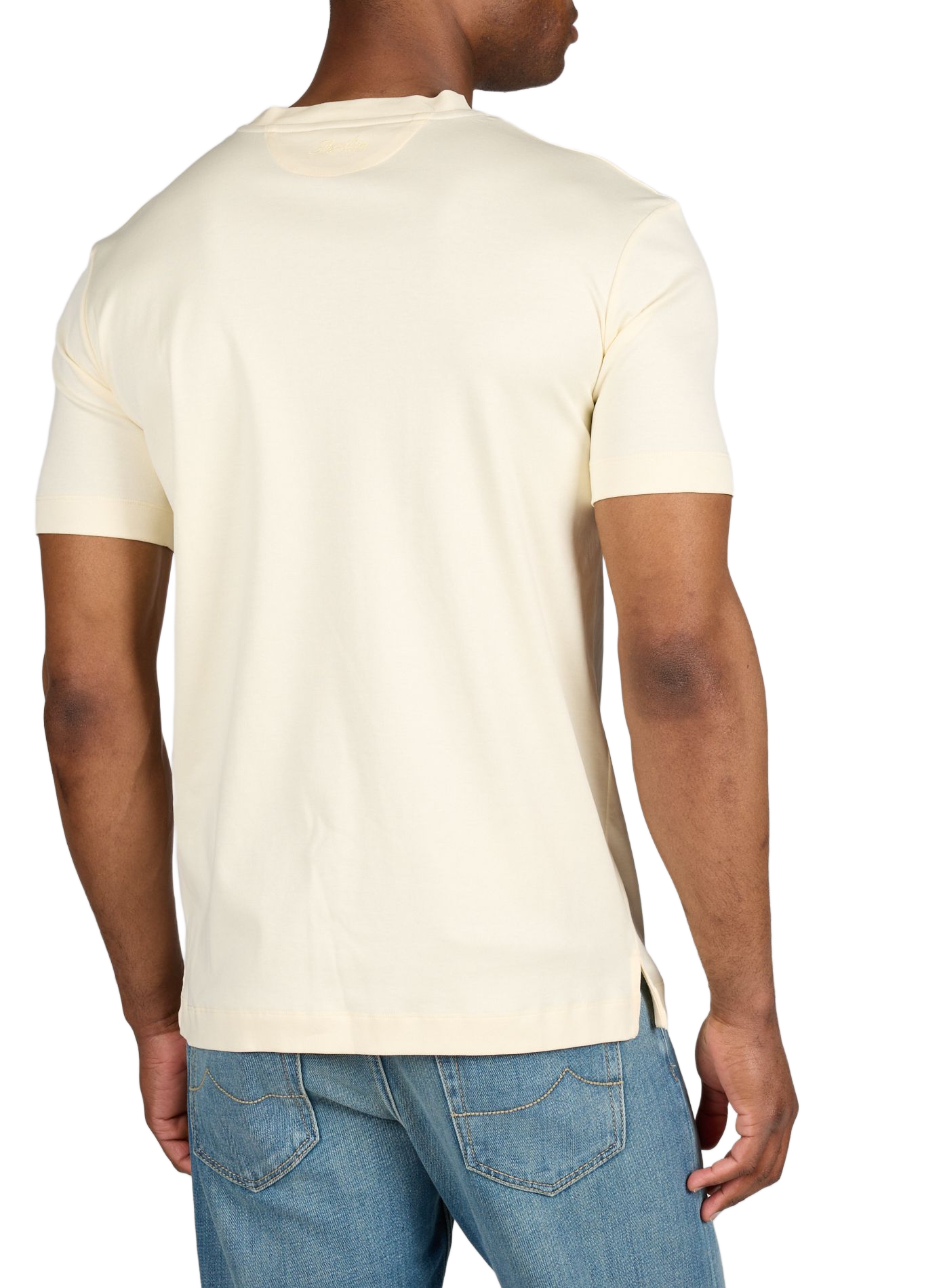 T-shirt uni à col rond en coton AURELIEN Jaune