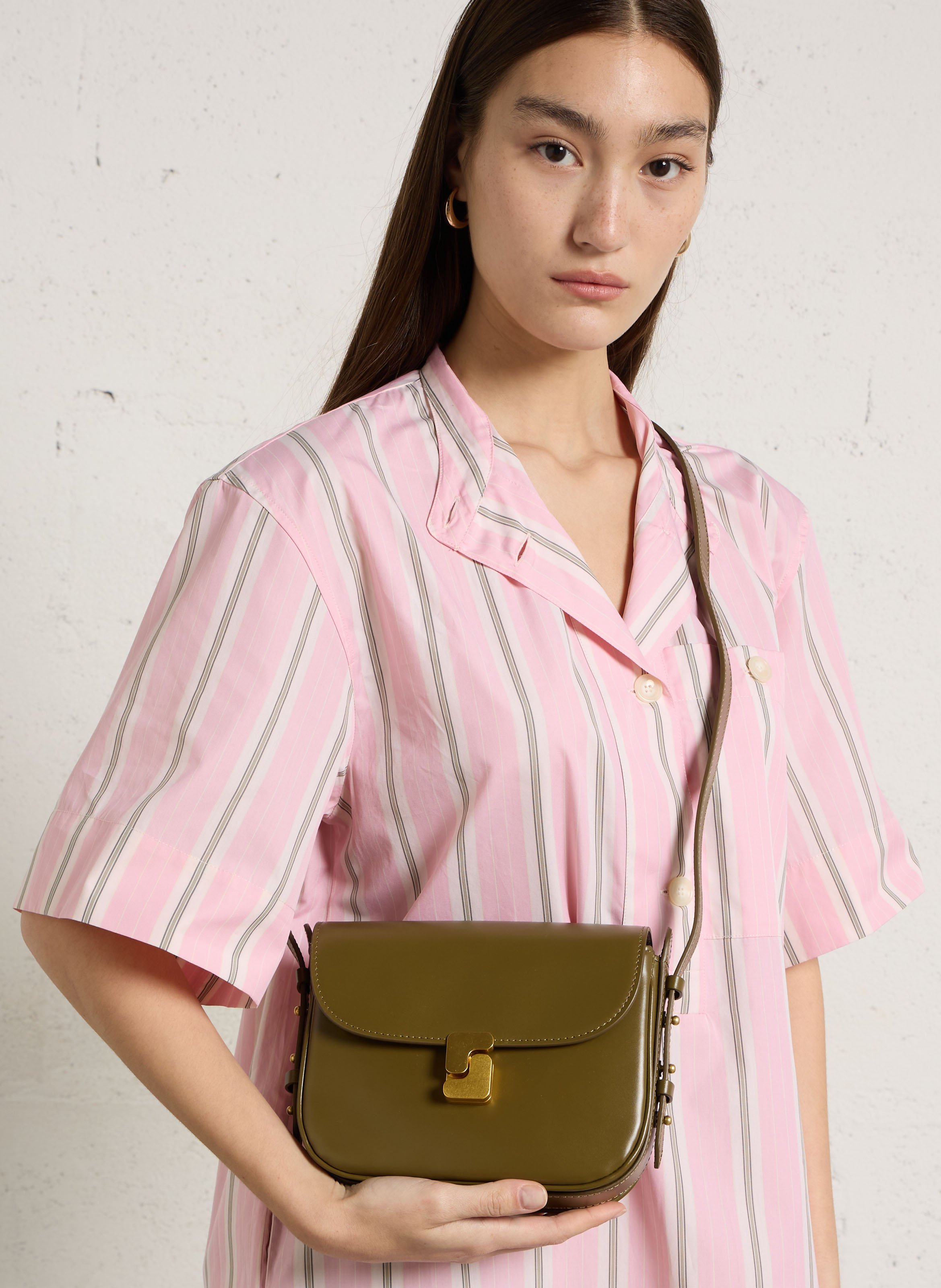 Sac bandoulière en cuir bellissima mini SOEUR Kaki