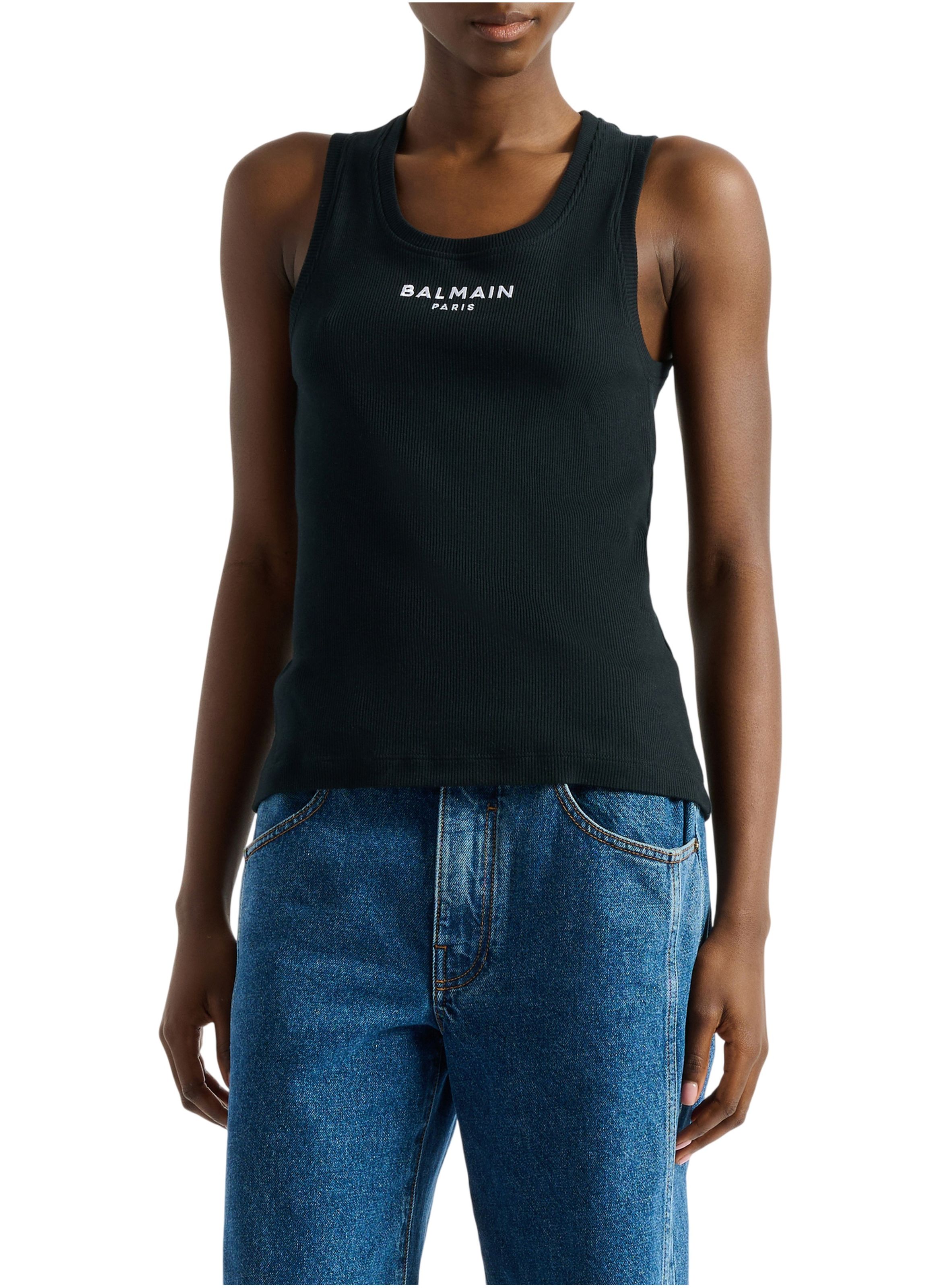 Débardeur brodé balmain paris BALMAIN Noir