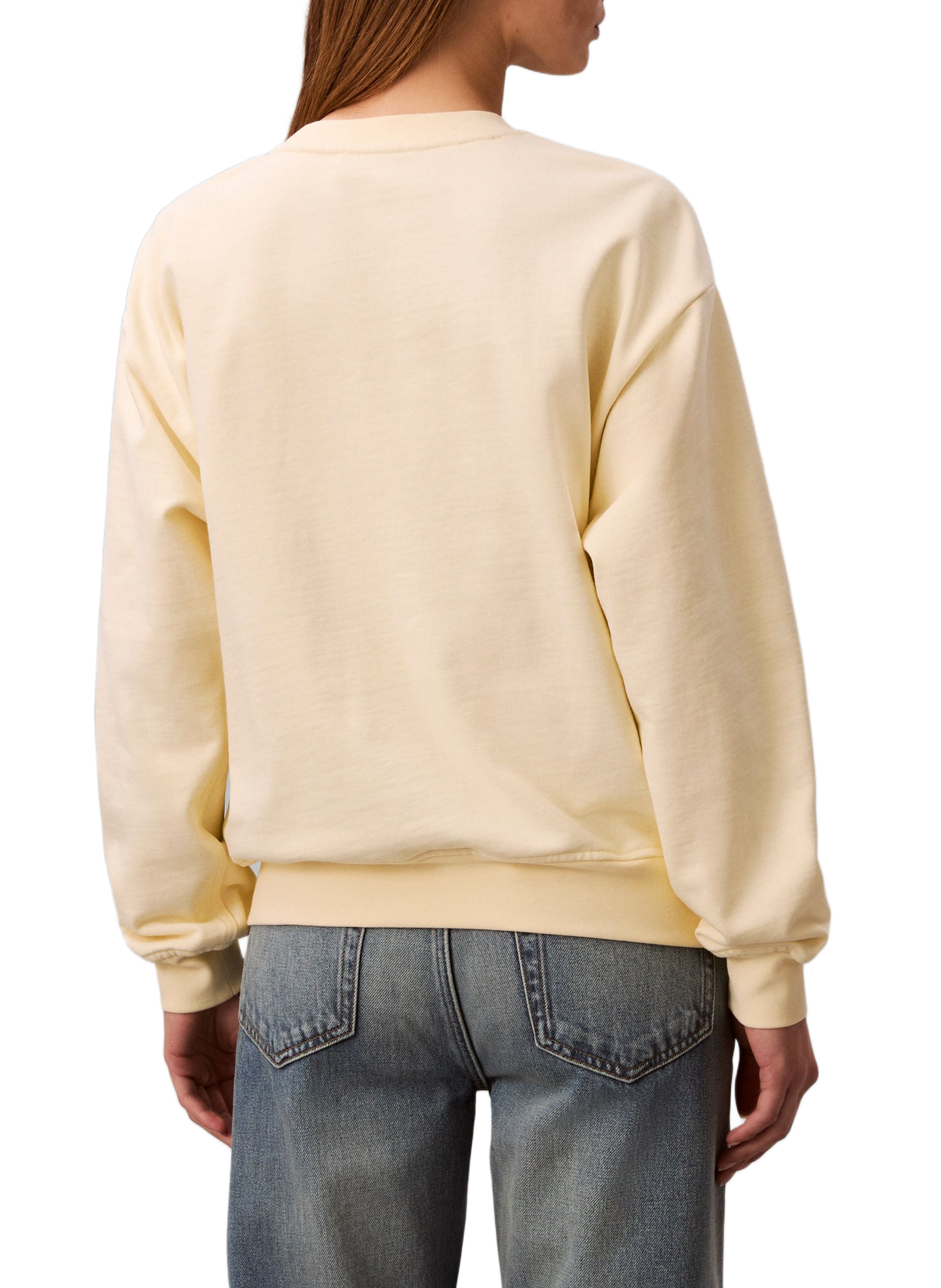 Pull imprimé à col rond en coton CALVIN KLEIN Jaune