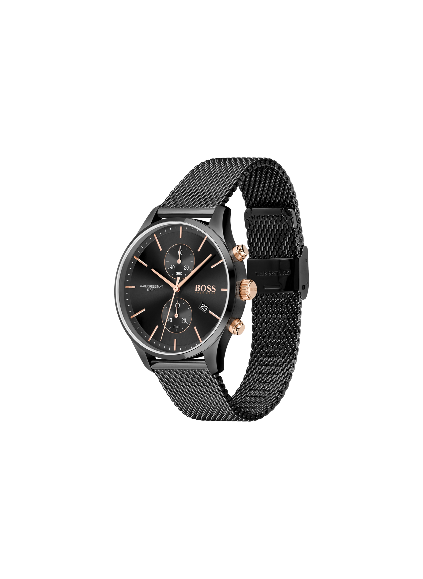 Montre quartz Associate en acier inoxydable BOSS MONTRES Noir