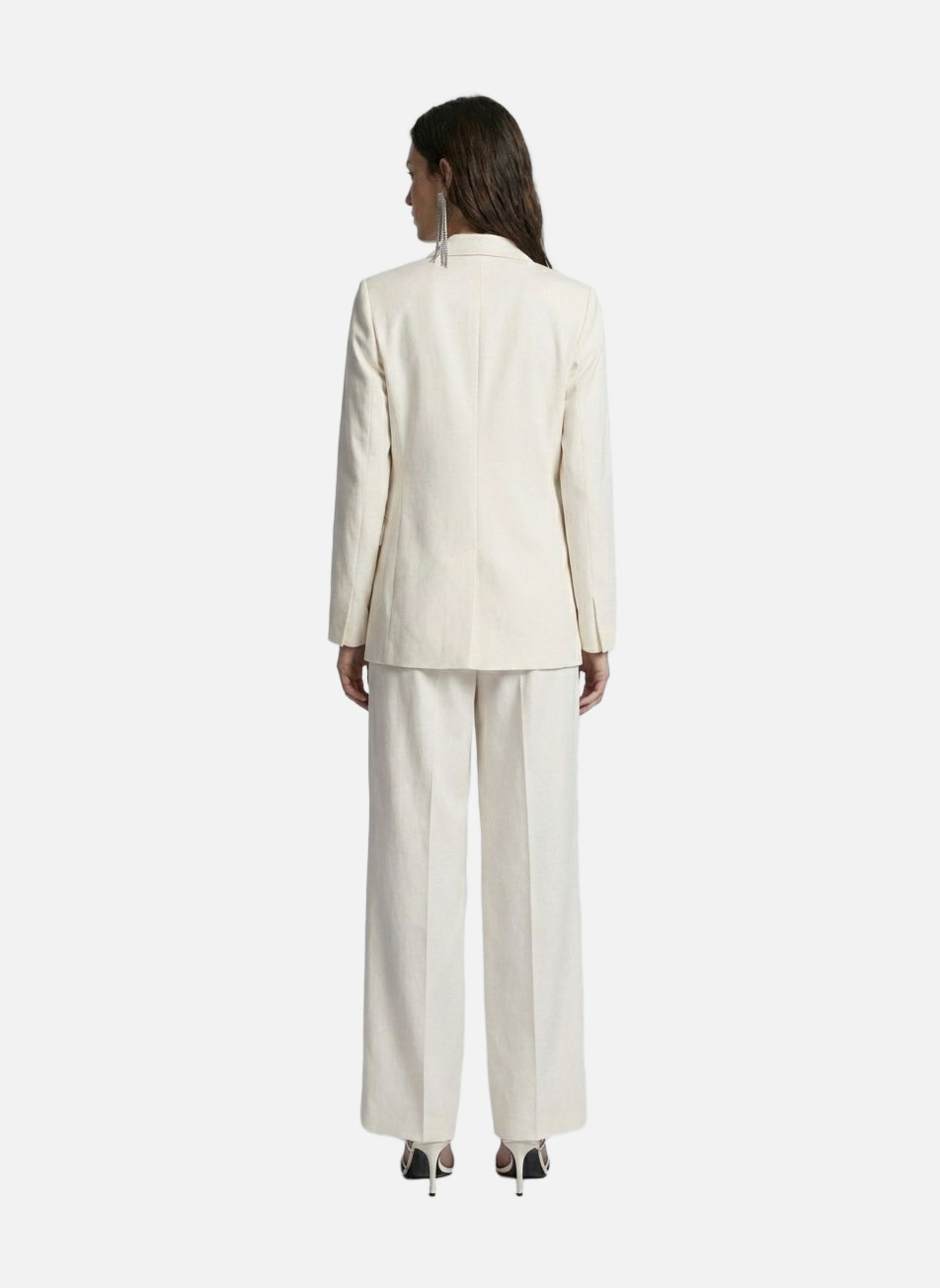 Pantalon de tailleur à pinces large en lin et coton THE KOOPLES Beige