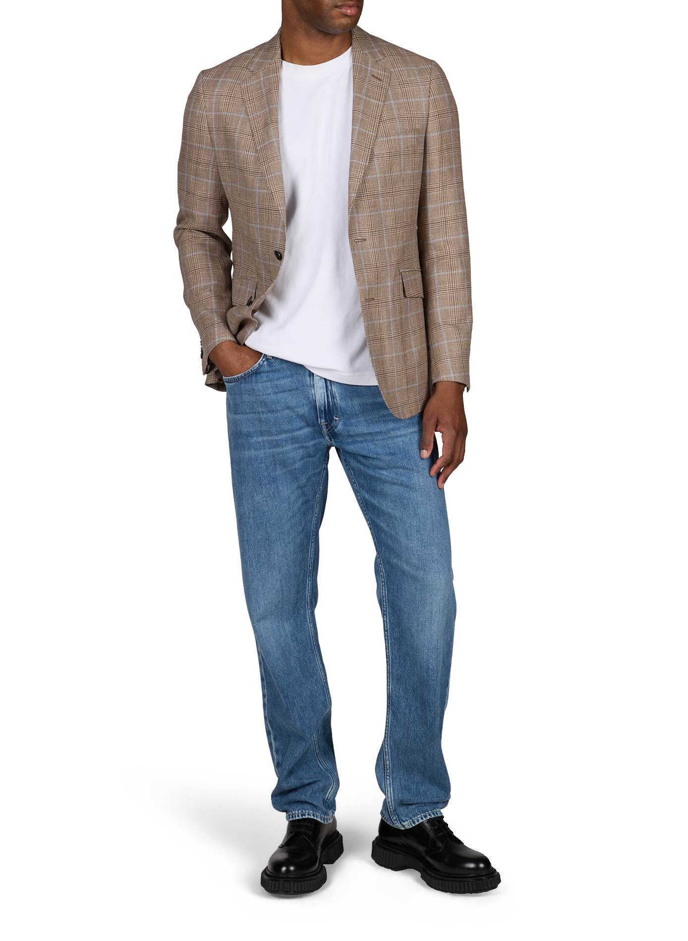 Fitted jacket in wool, linen, and silk HACKETT Beige