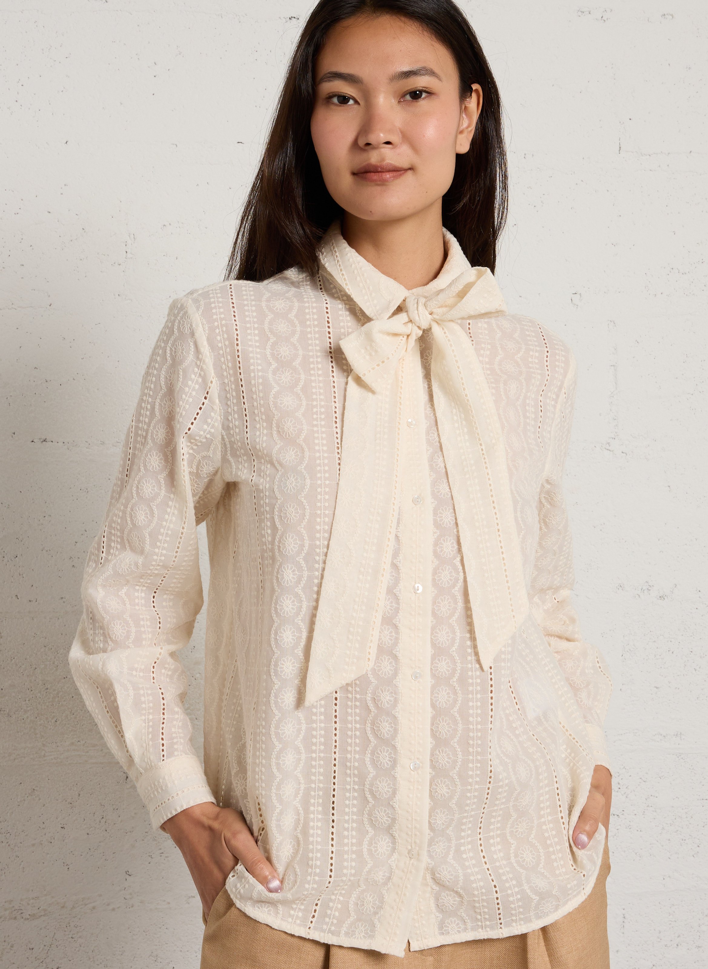 Chemise oversize brodée colette MAISON 123 Beige