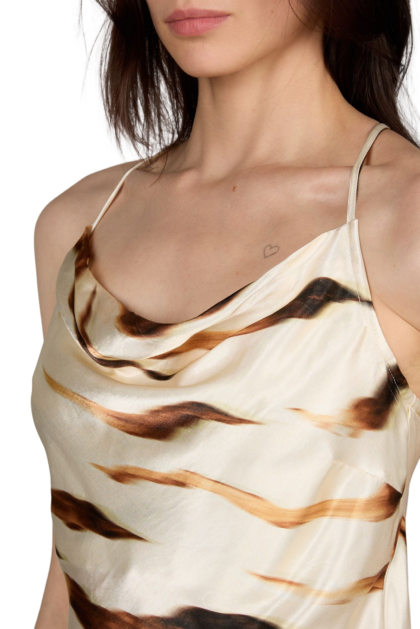 Satin dress with thin straps ROUGE EDIT Beige