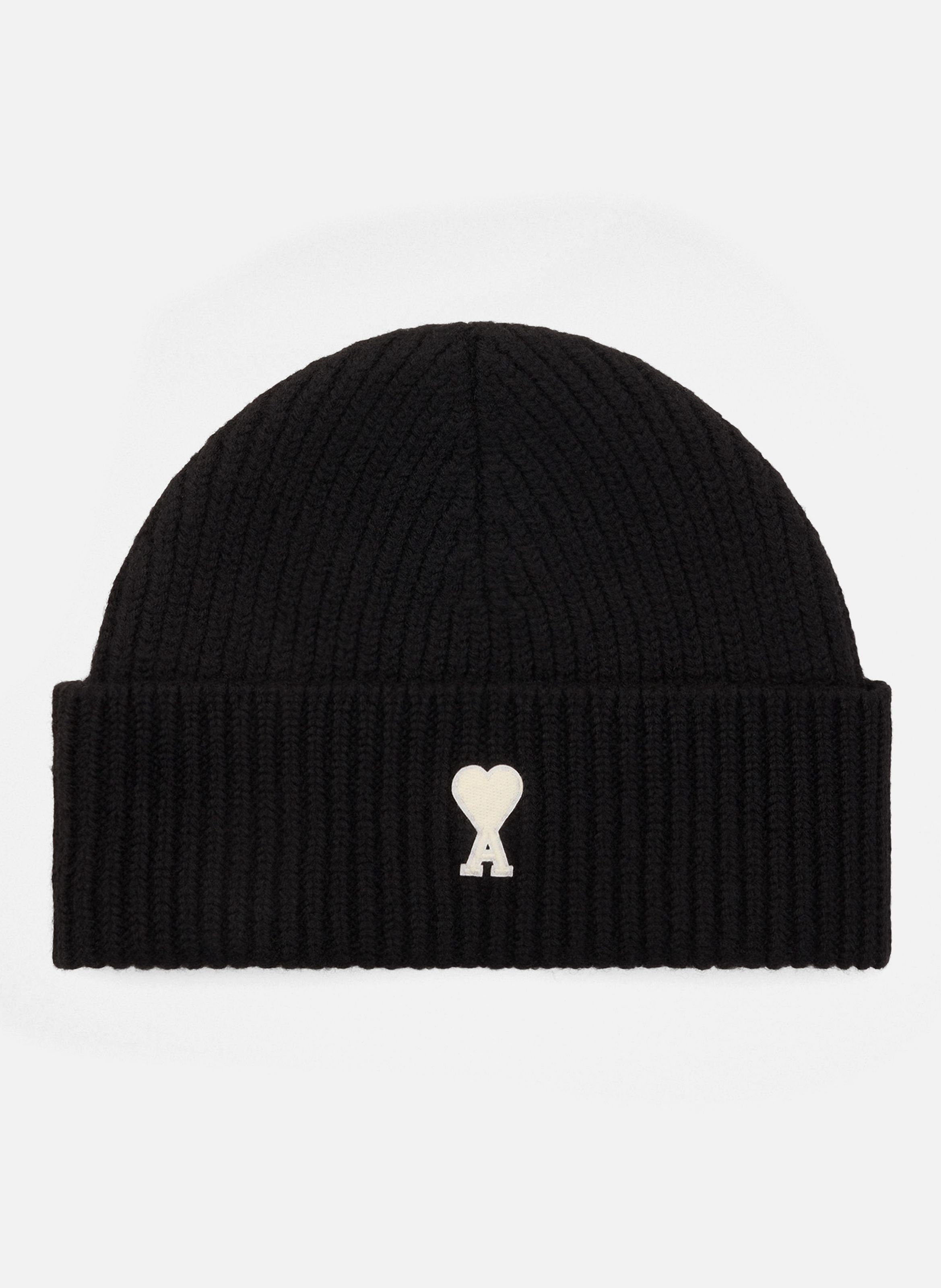 Bonnet unisexe en laine ami de coeur AMI PARIS Noir