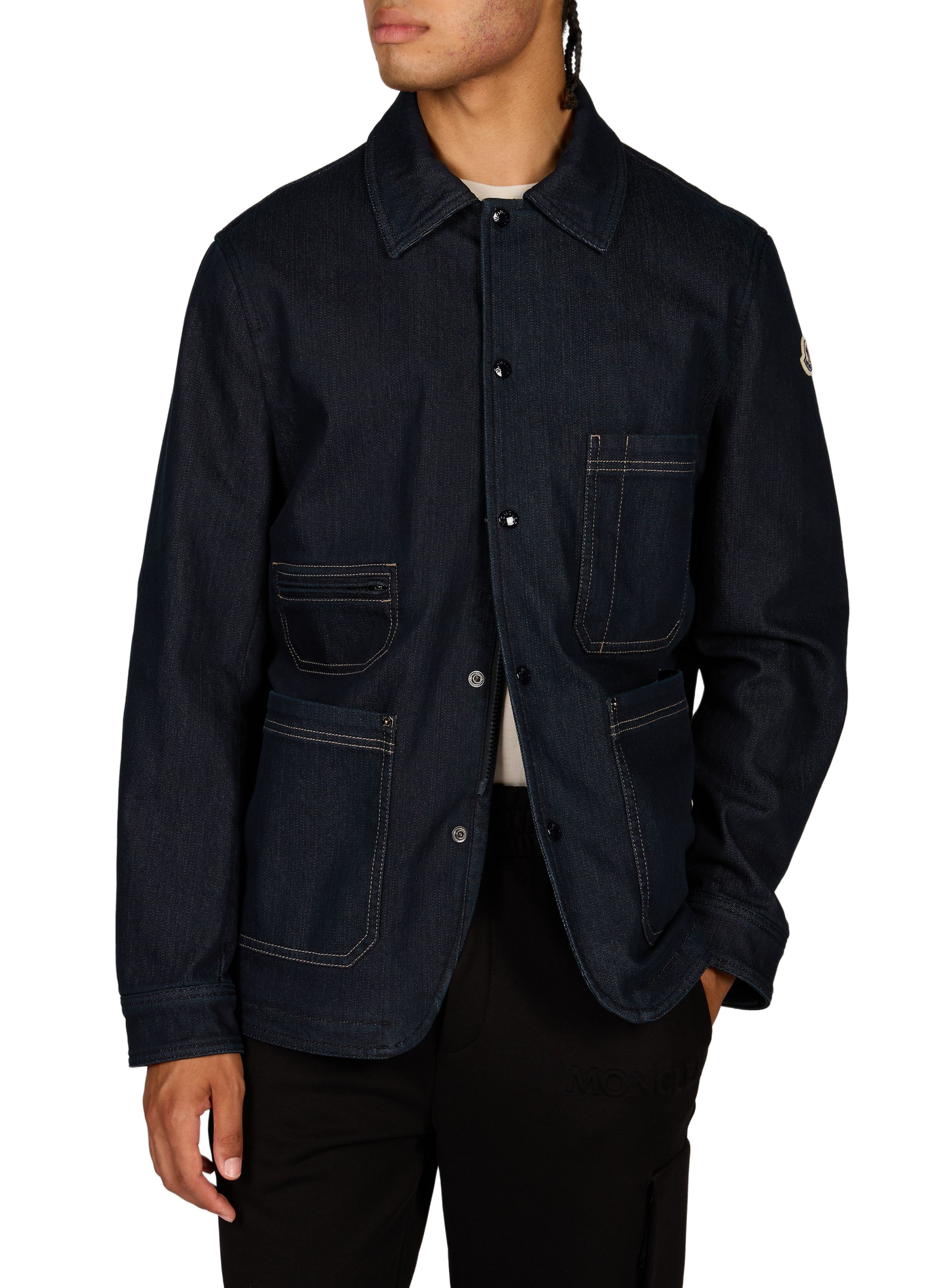 Overhemd Haderu van gemengd katoen denim MONCLER Blauw