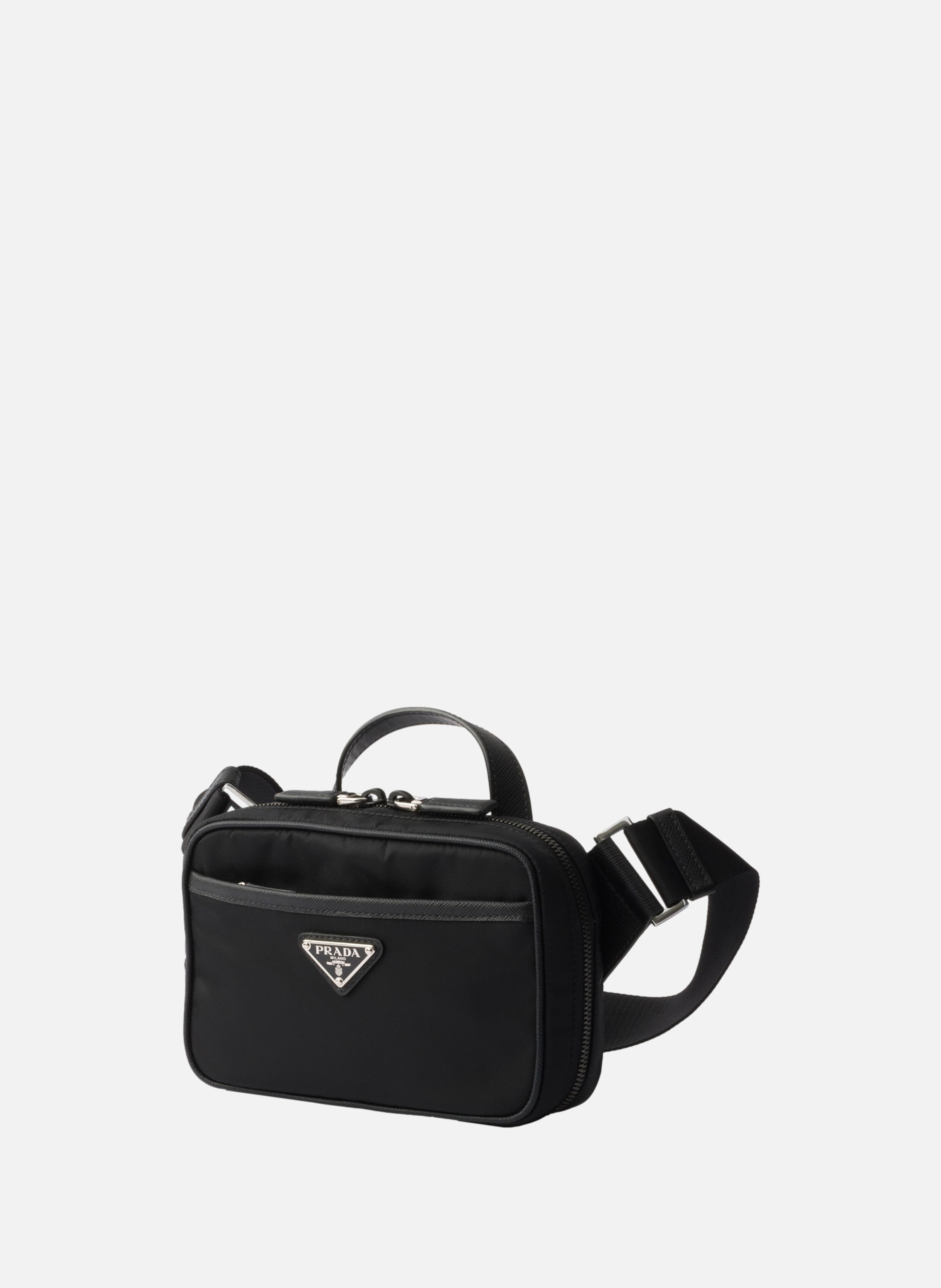 Sac porté épaule en re-nylon et cuir saffiano PRADA Noir