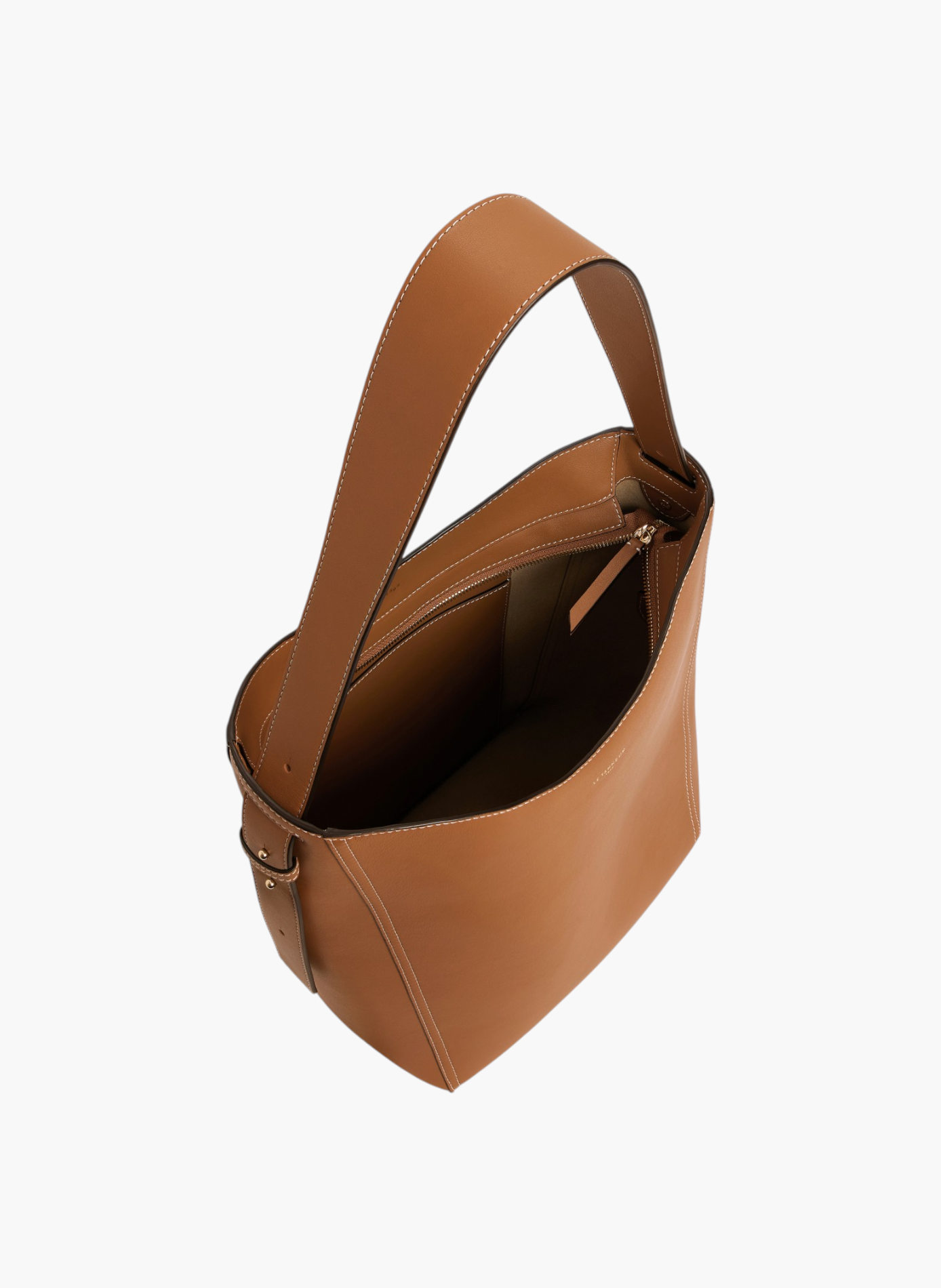 Sac hobo moyen modèle céleste en cuir lisse LE TANNEUR Marron