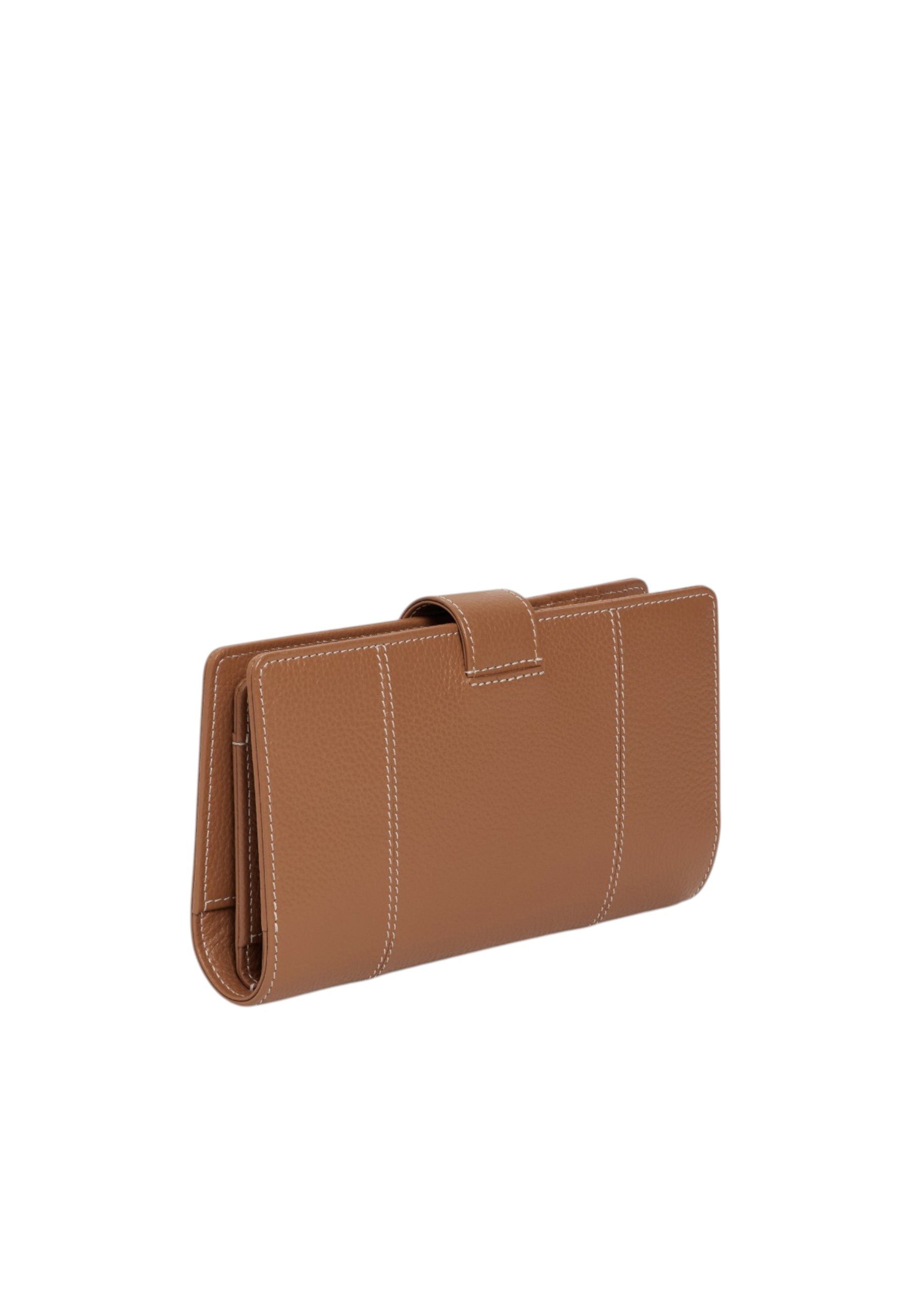 Grand portefeuille marguerite en cuir grainé LE TANNEUR Marron
