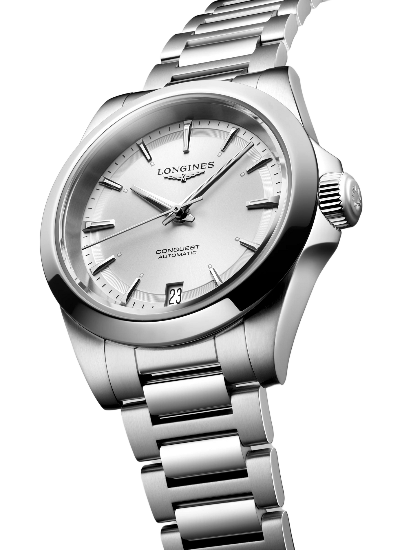 Montre automatique Conquest 2023 en acier inoxydable LONGINES Blanc