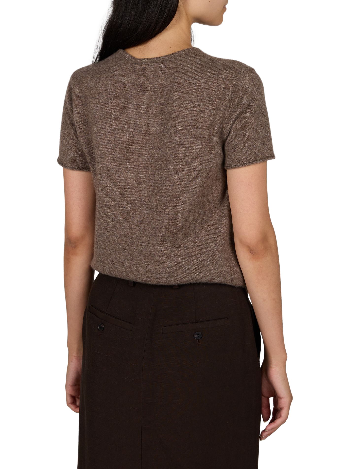 Runder Ausschnitt Pullover aus Kaschmir und Seide CO Braun