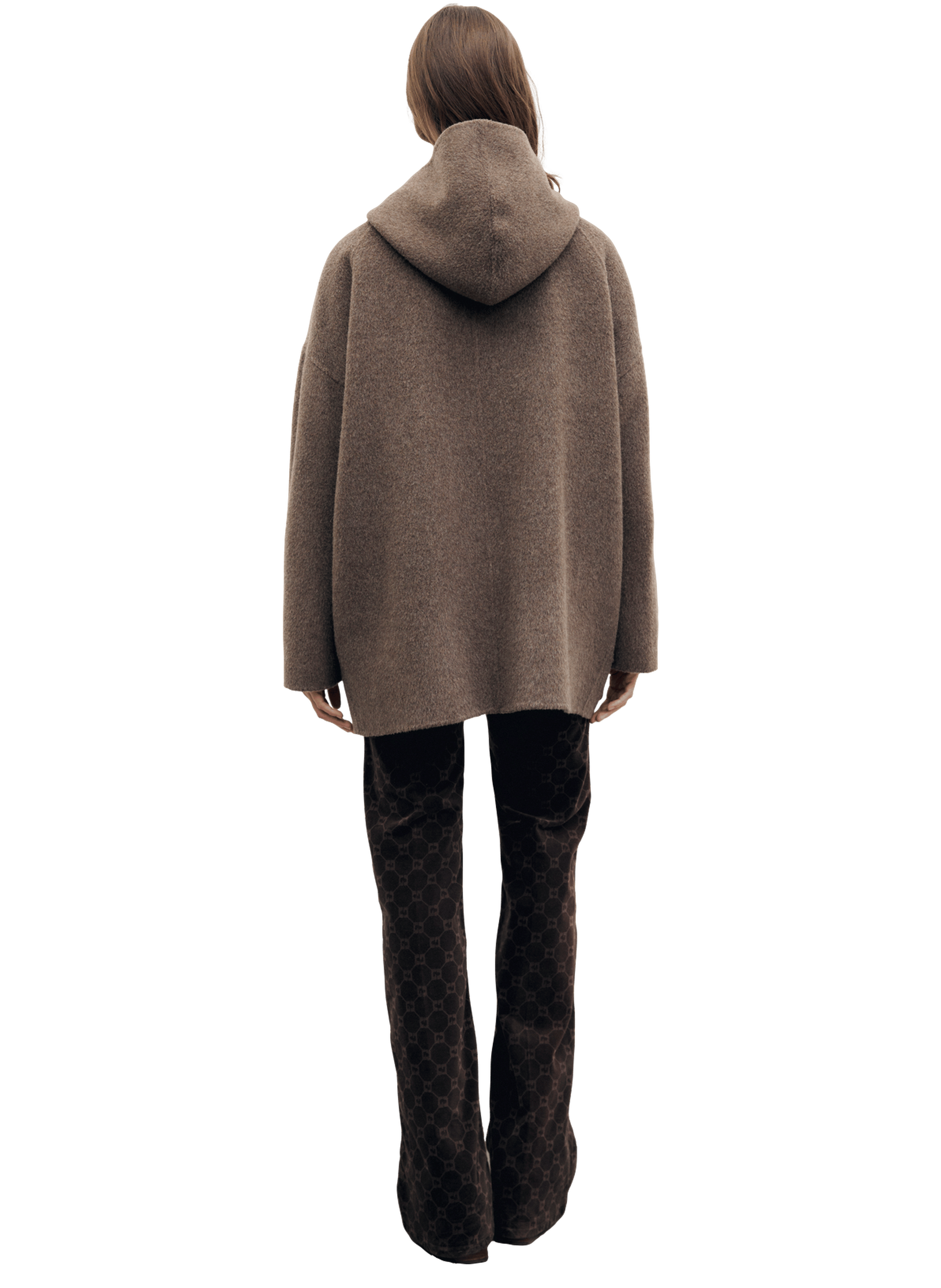 Manteau droit à capuche en laine - alsa GERARD DAREL Marron
