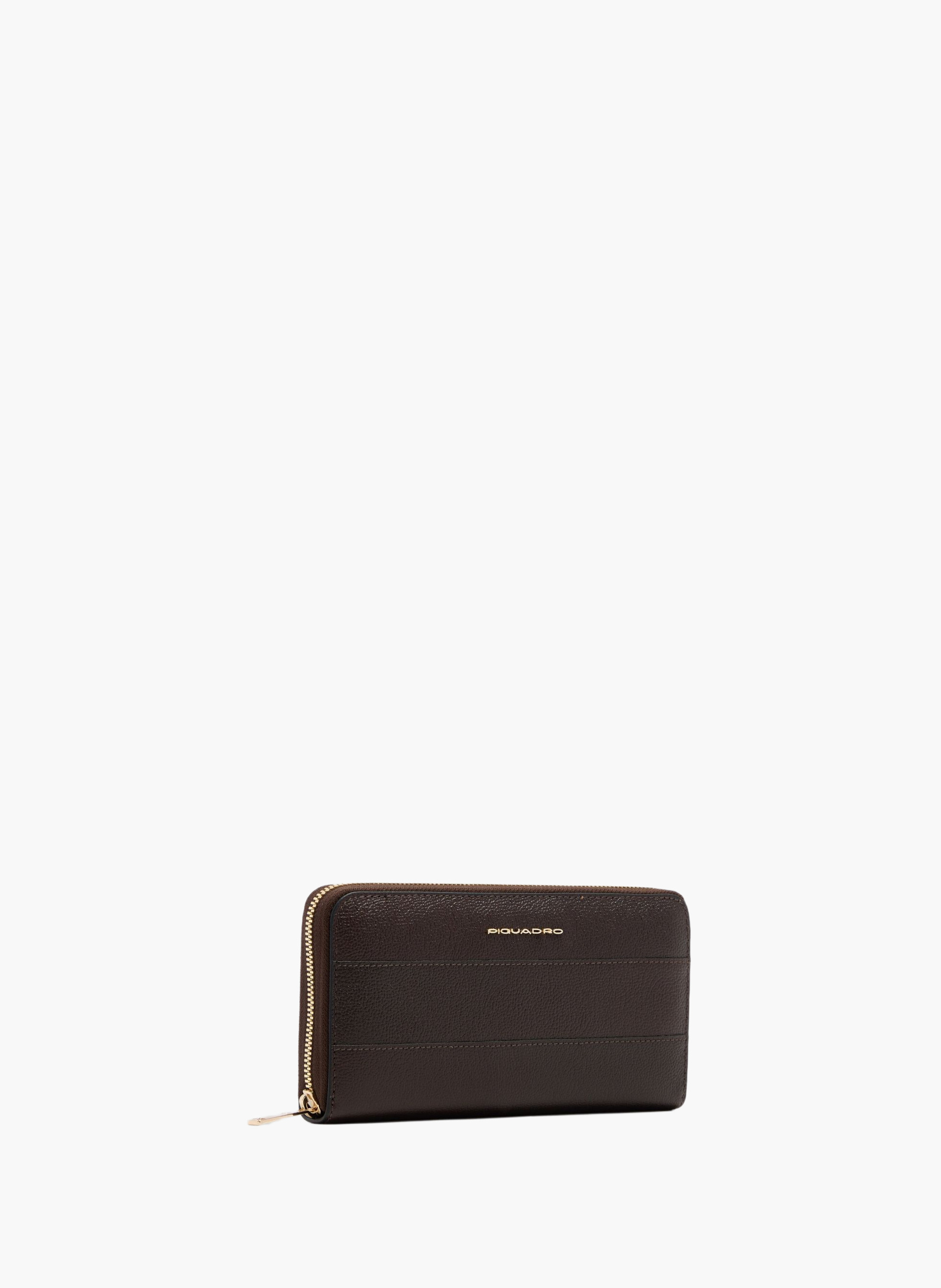 Grand portefeuille femme zippé avec 4 soufflets PIQUADRO Marron