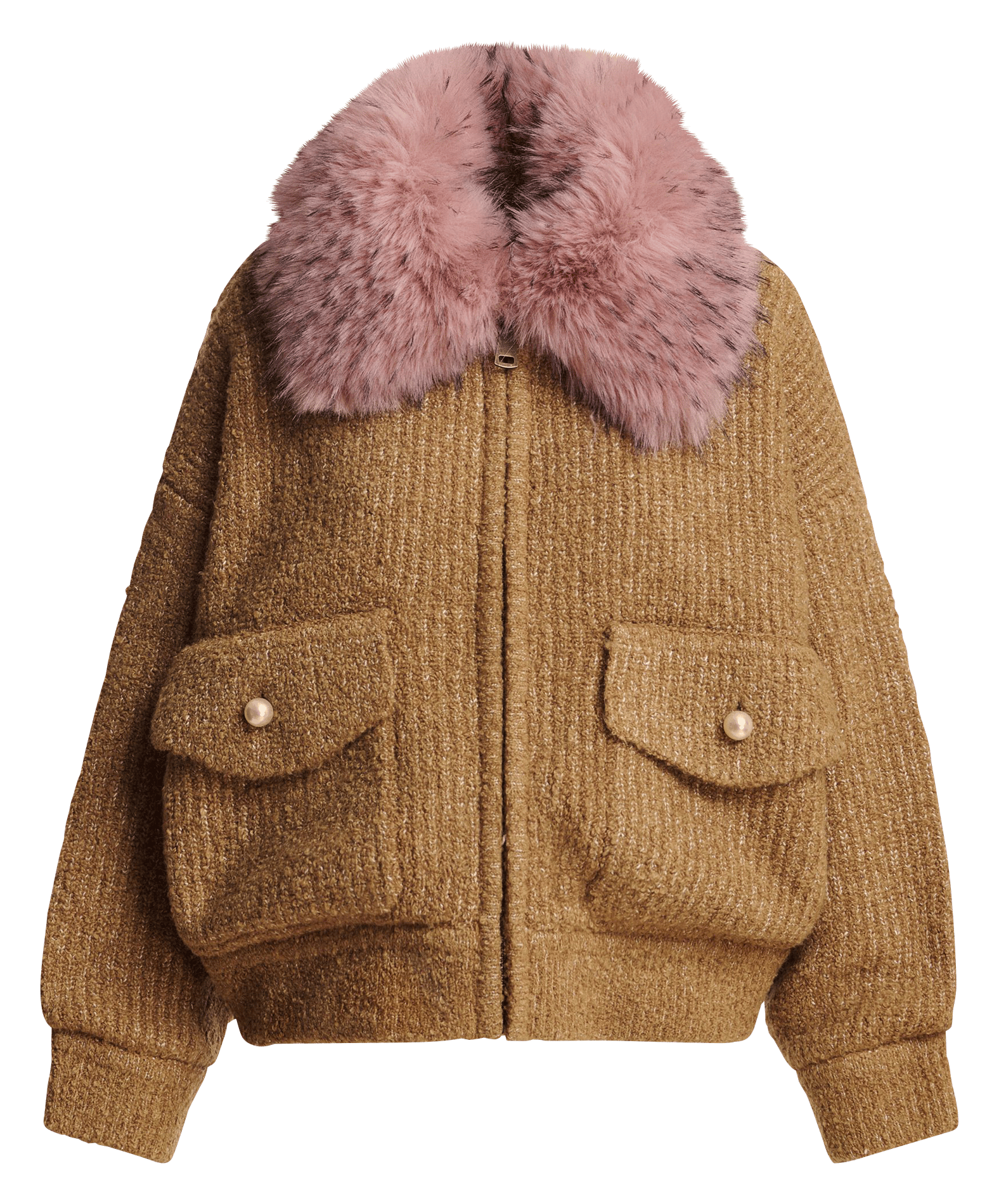 Blouson aviateur ample col amovible kanada ESSENTIEL ANTWERP Marron