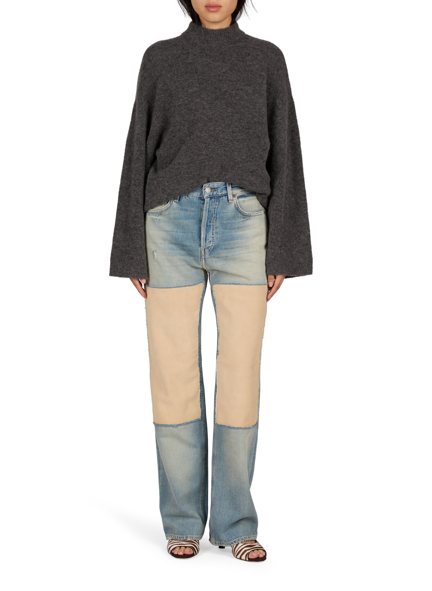 Pantaloni diritti con inserto in misto cotone ACNE STUDIOS Blu
