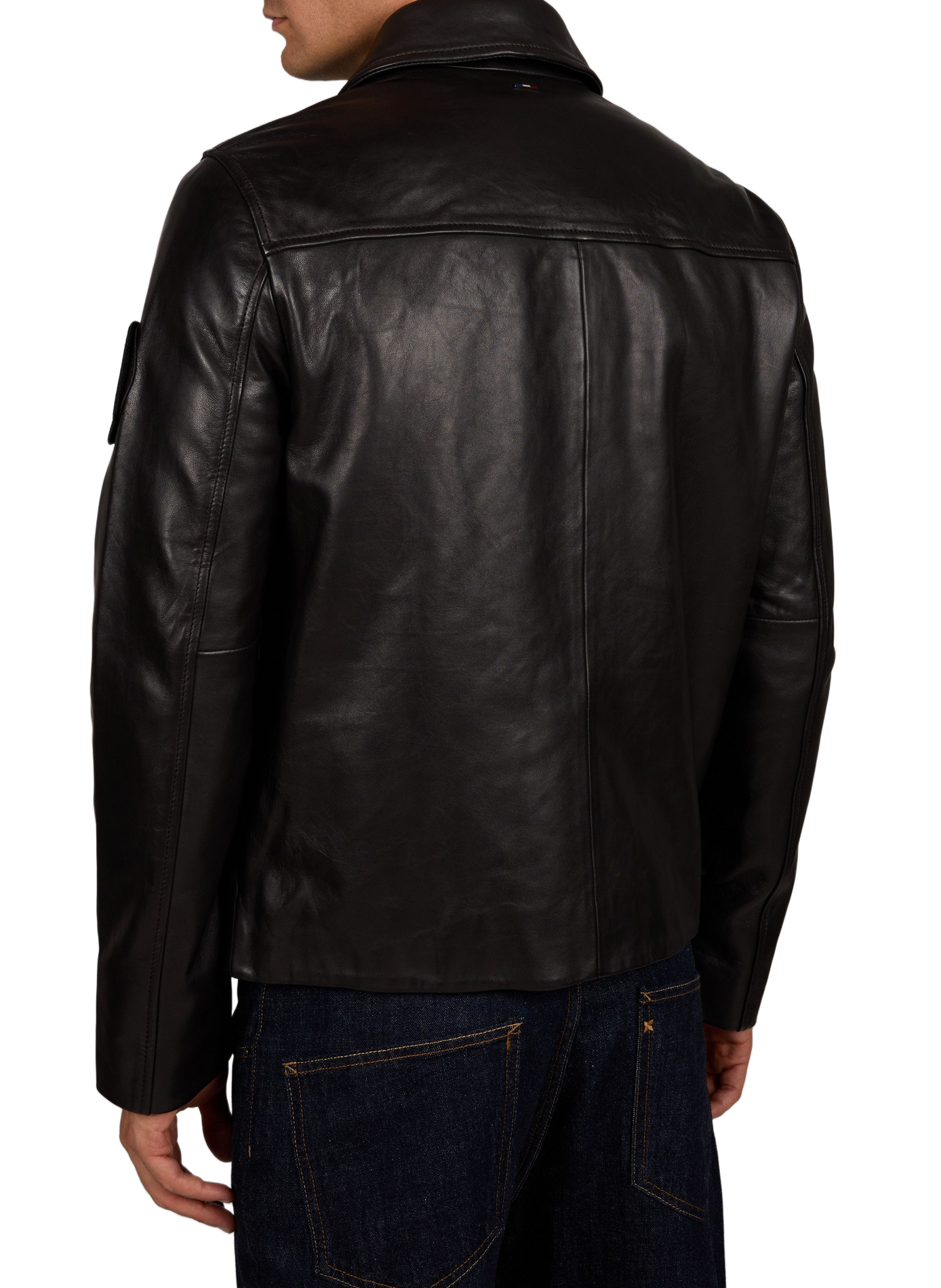 Blouson Guard Ycon droit en cuir PATROUILLE DE FRANCE X REDSKINS Marron