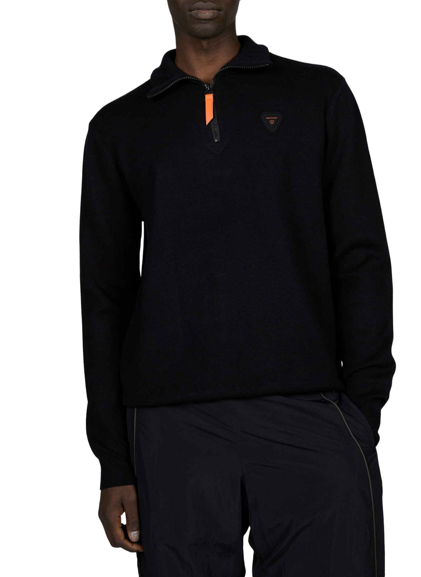 Straight fit high-neck zip-up sweatshirt with logo | Black GERTRUDE Men