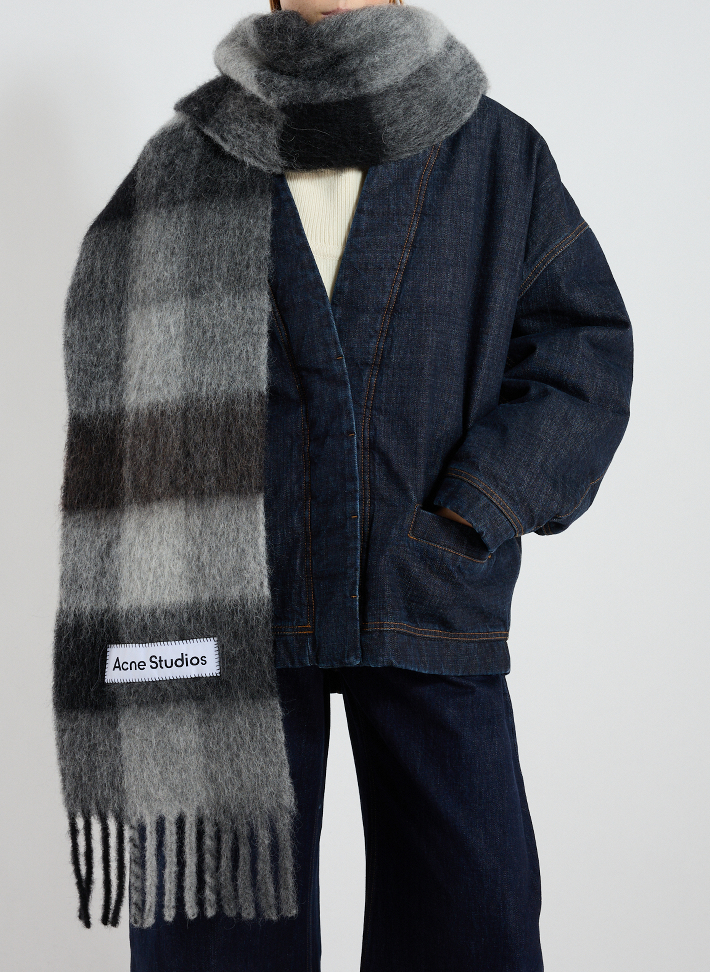 Echarpe à carreaux en laine mélangée ACNE STUDIOS Multicolore
