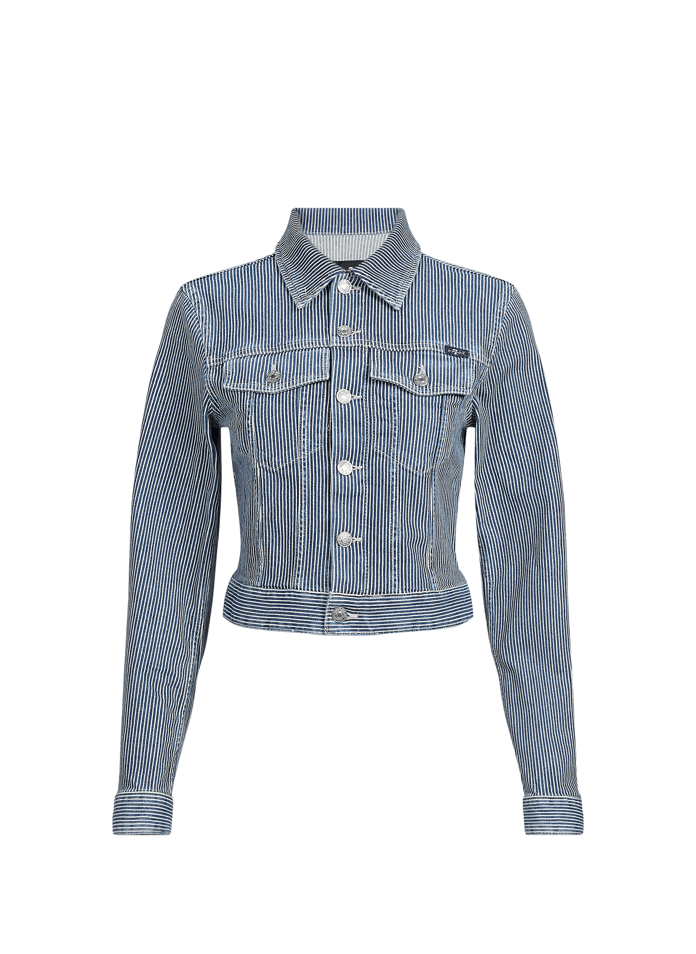 SHRUN striped cropped jacket 7 FOR ALL MANKIND Blue