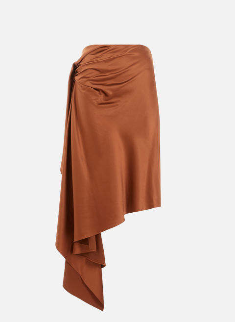 تنورة متوسطة الطول من الحرير باللون البني من كريستوفر إسبر 
