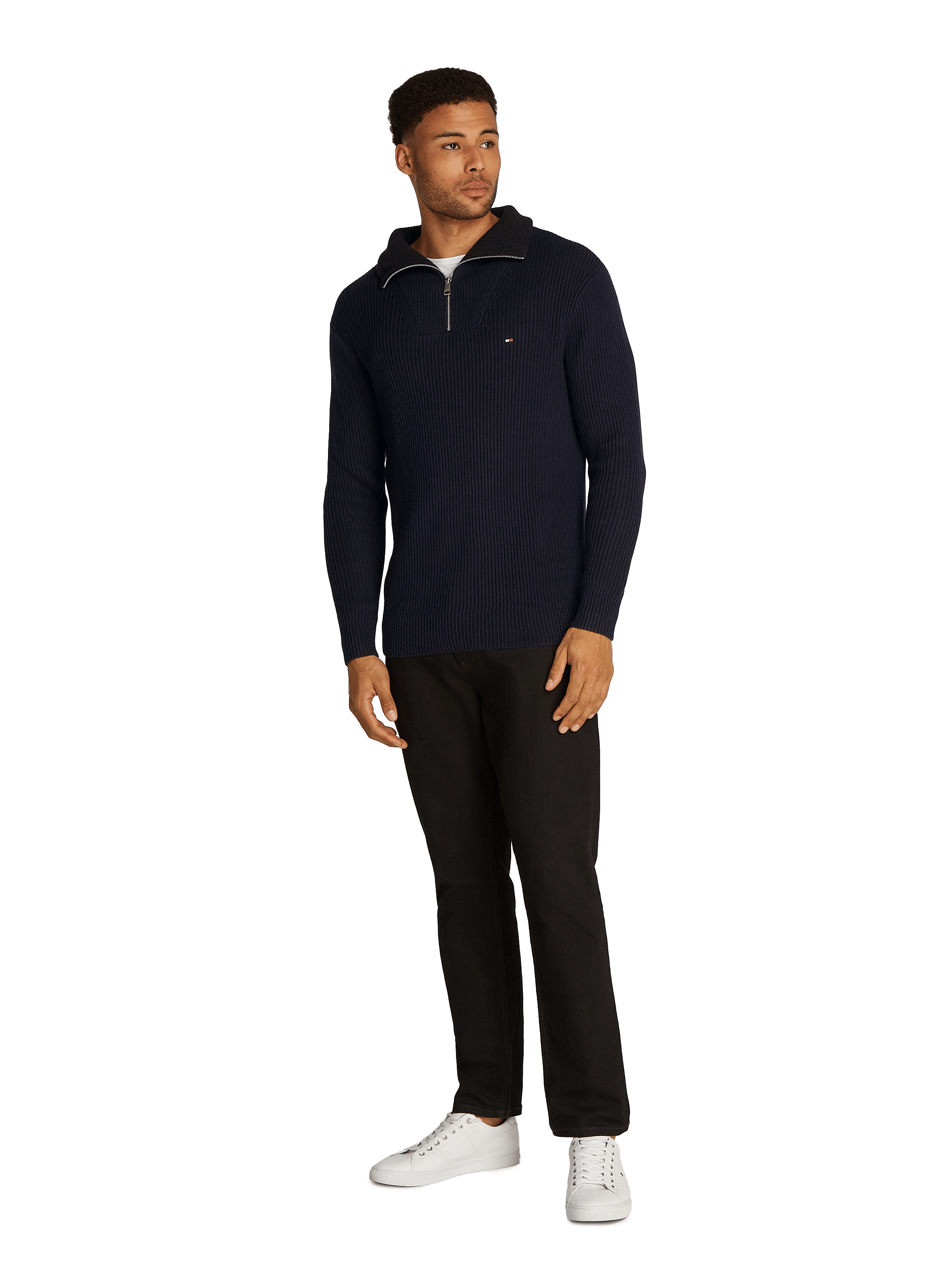 Ribbed knit half-zip sweater TOMMY HILFIGER Blue